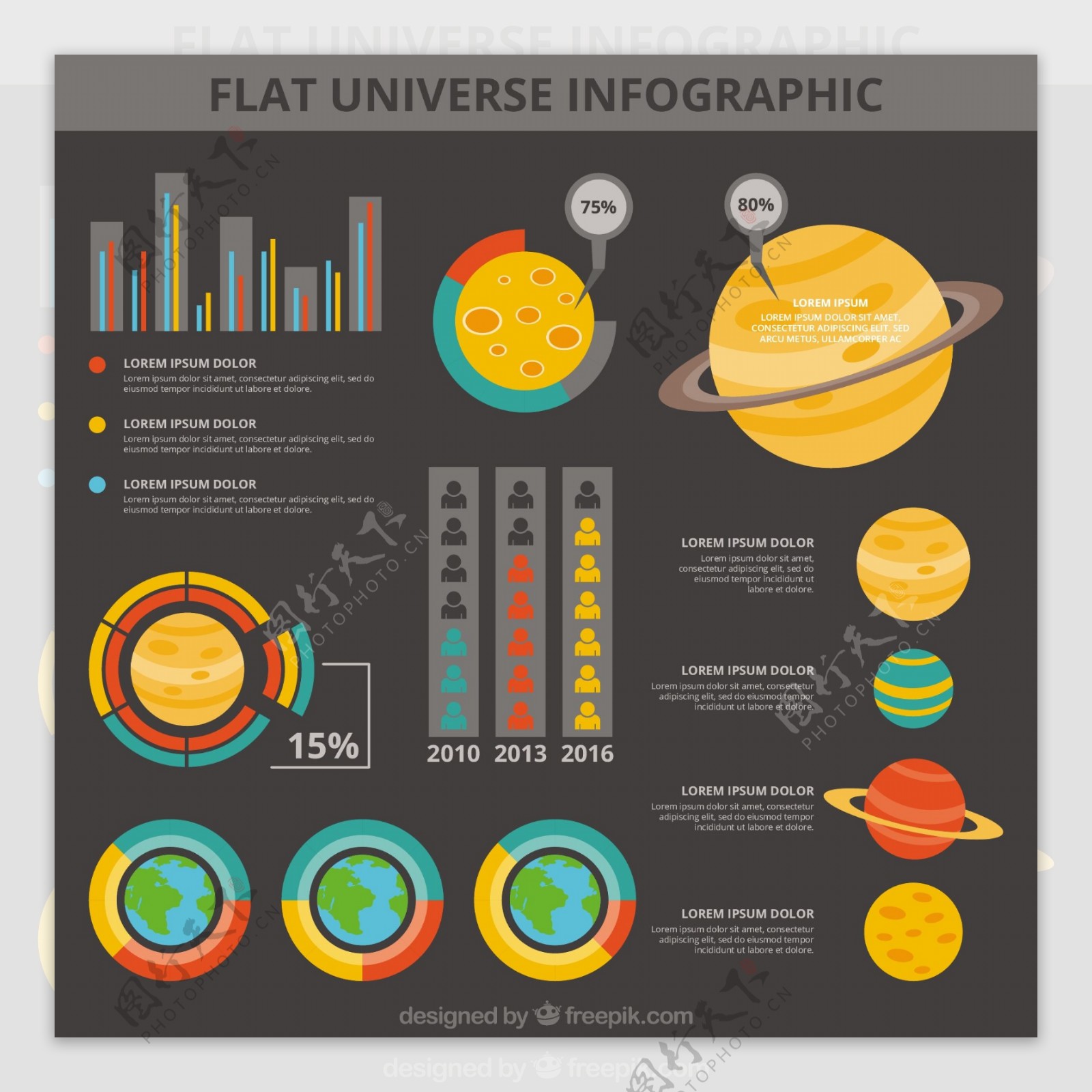 对不同的行星infography