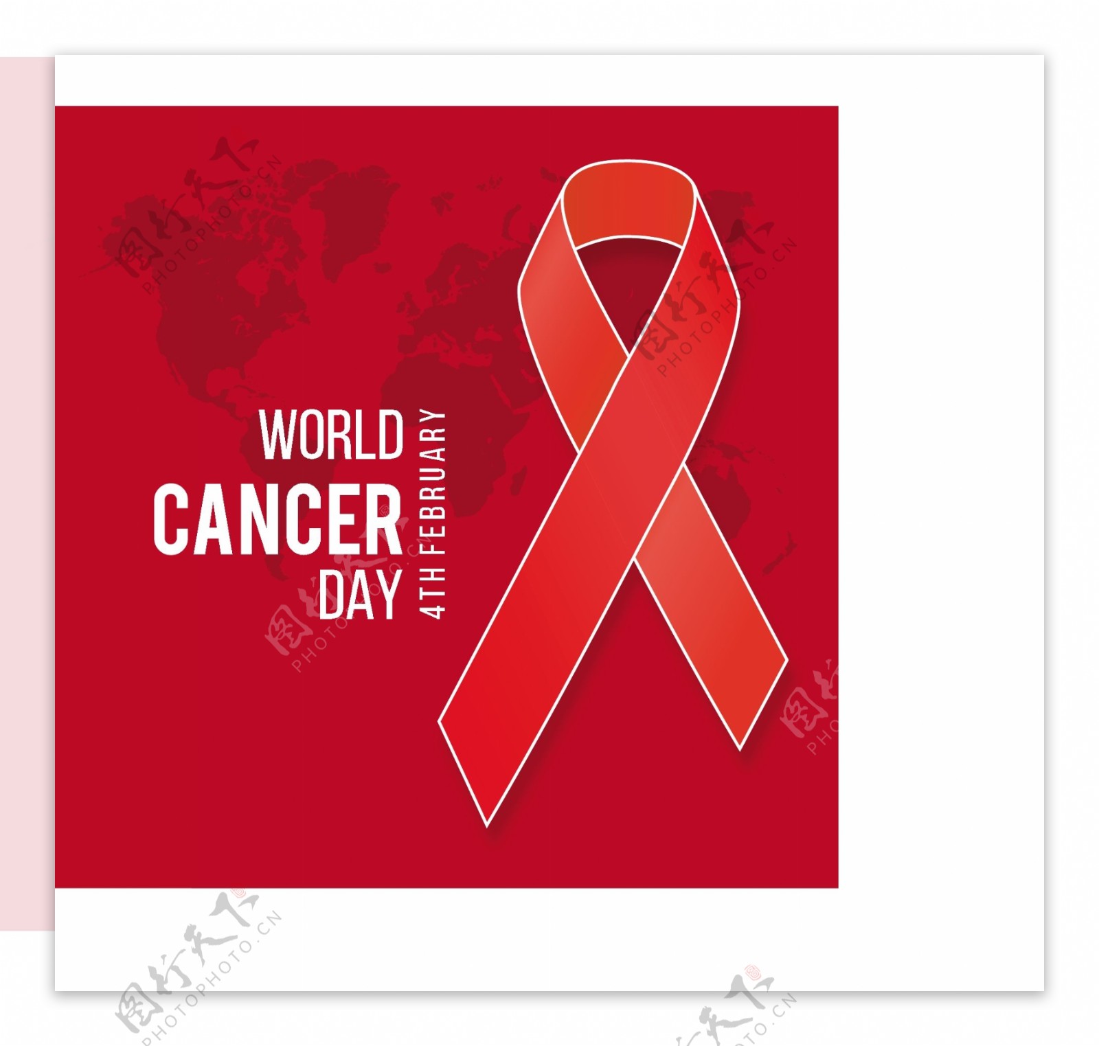 带着丝带的红色背景世界癌症日