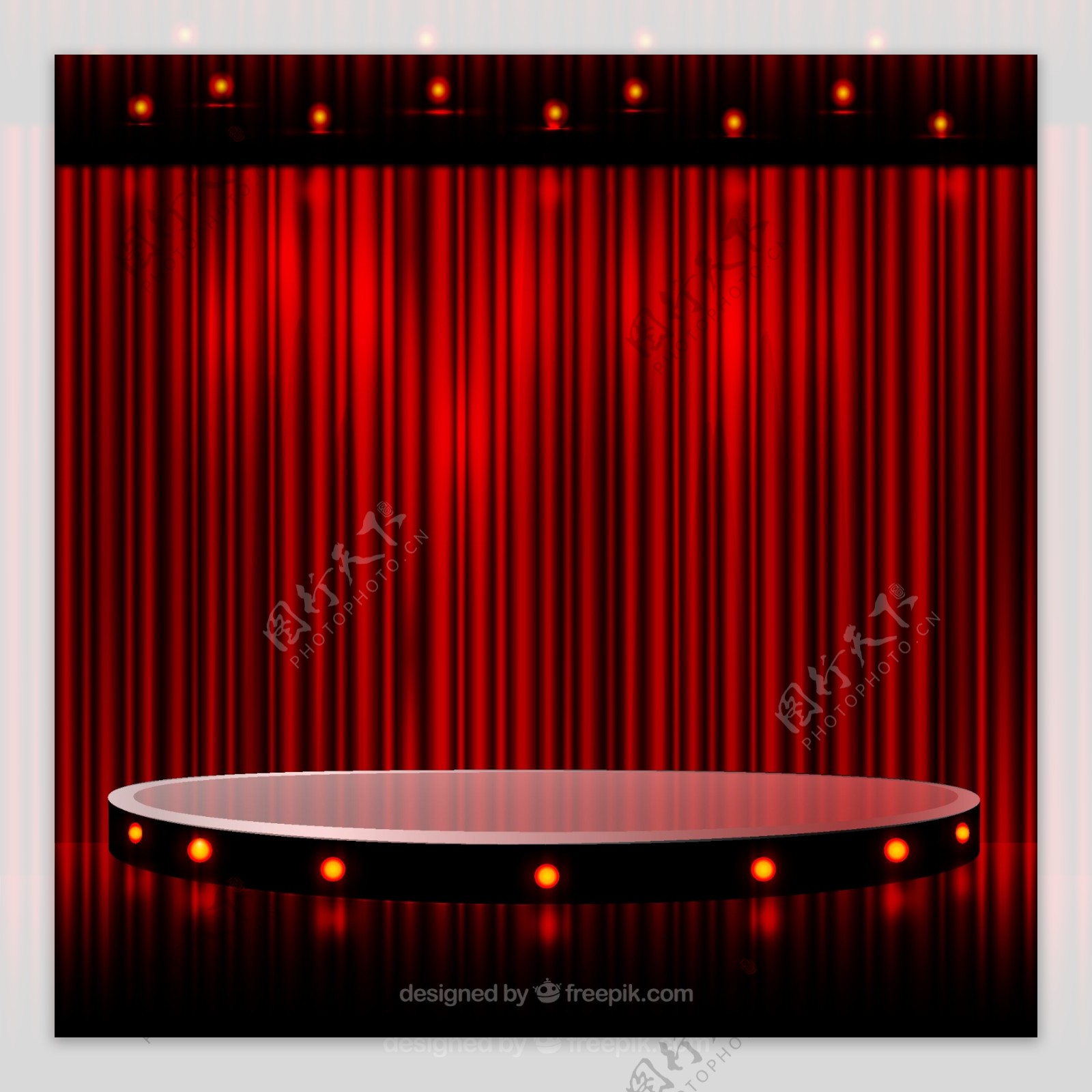 精美红色舞台设计矢量图图片