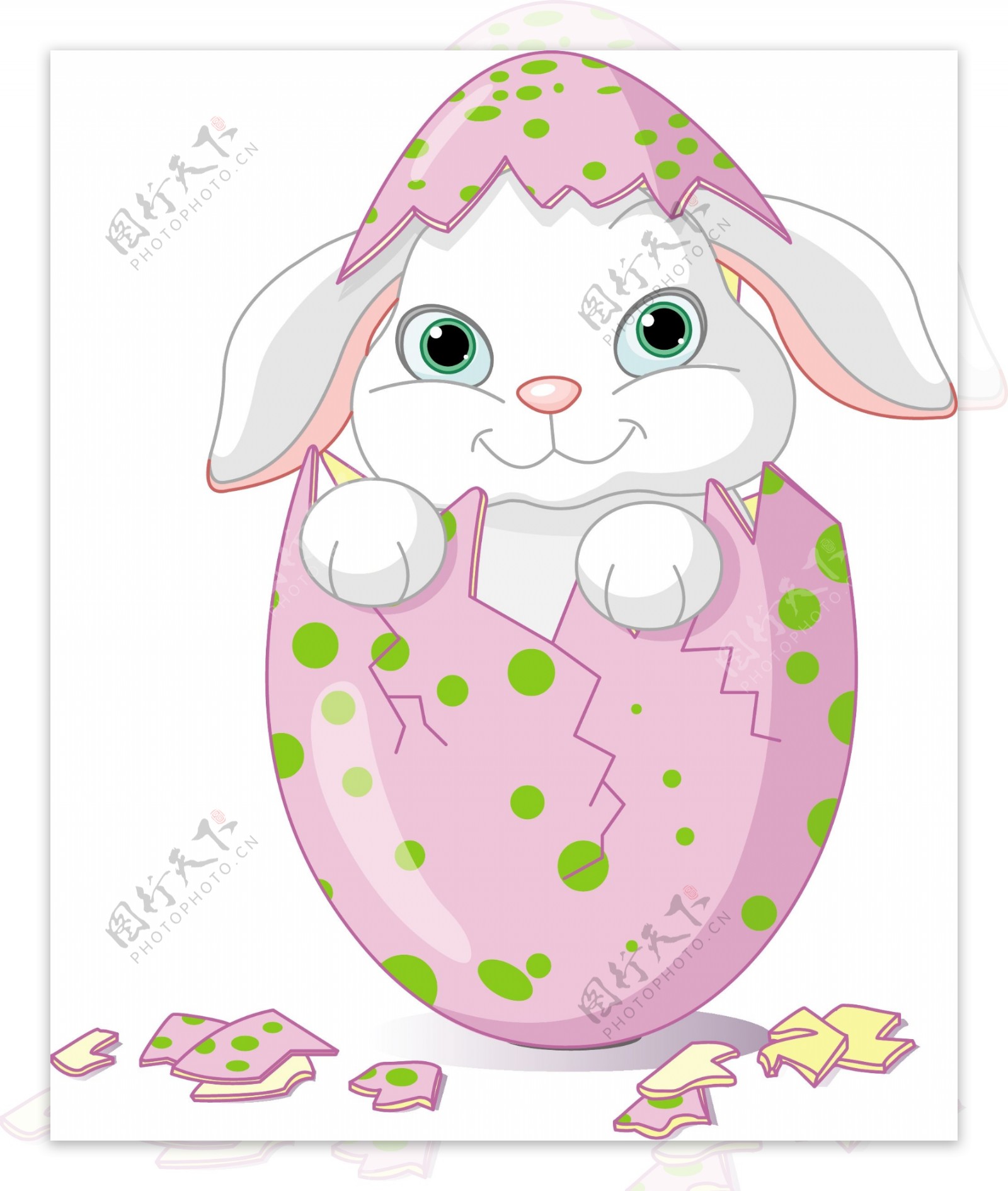 复活节彩蛋里可爱兔子