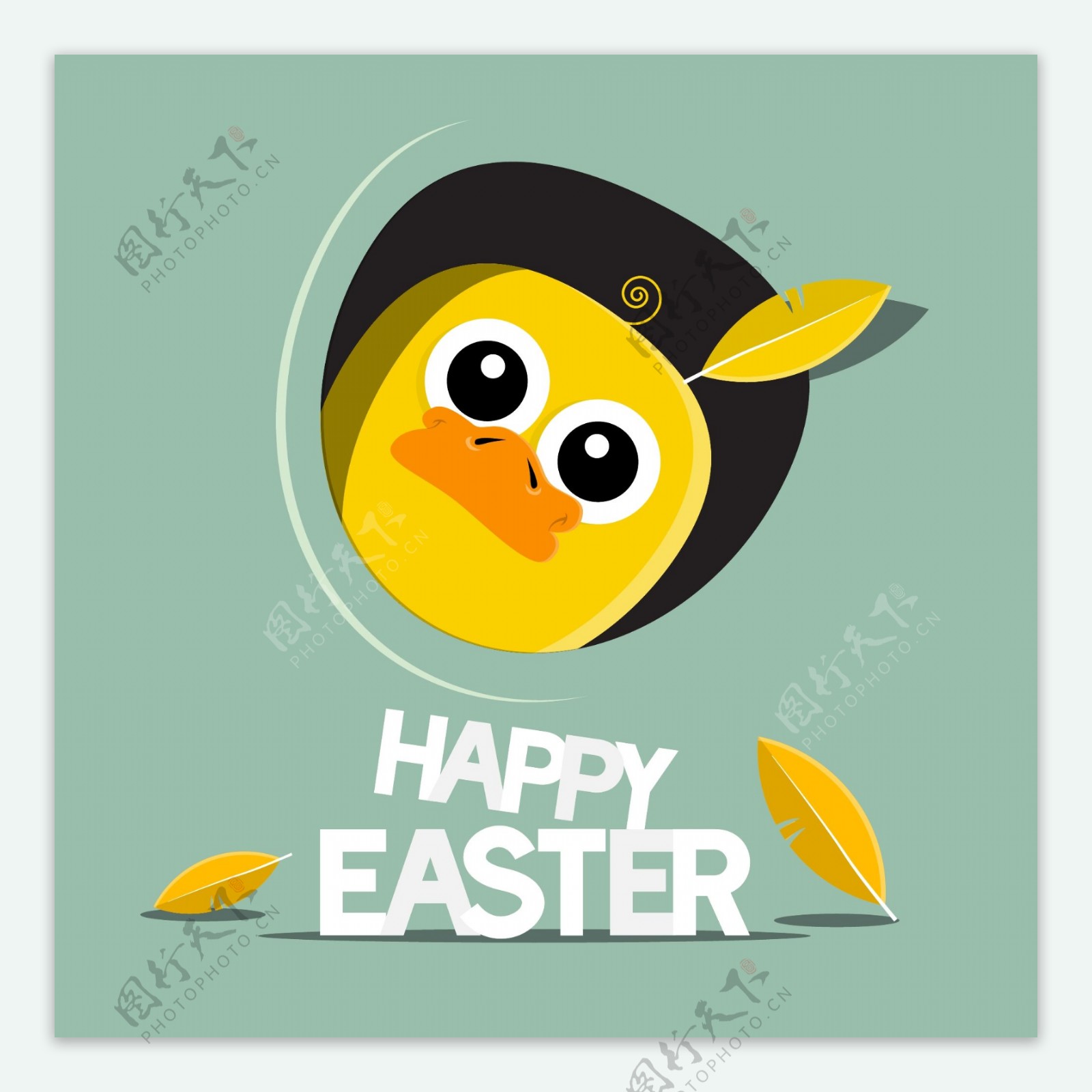 卡通小黄鸭复活节海报图片