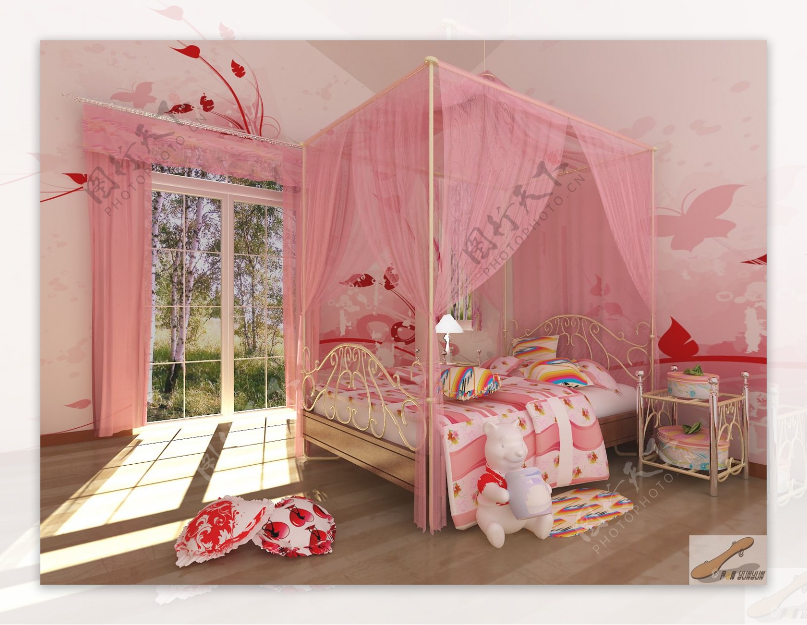 粉色卧室图片