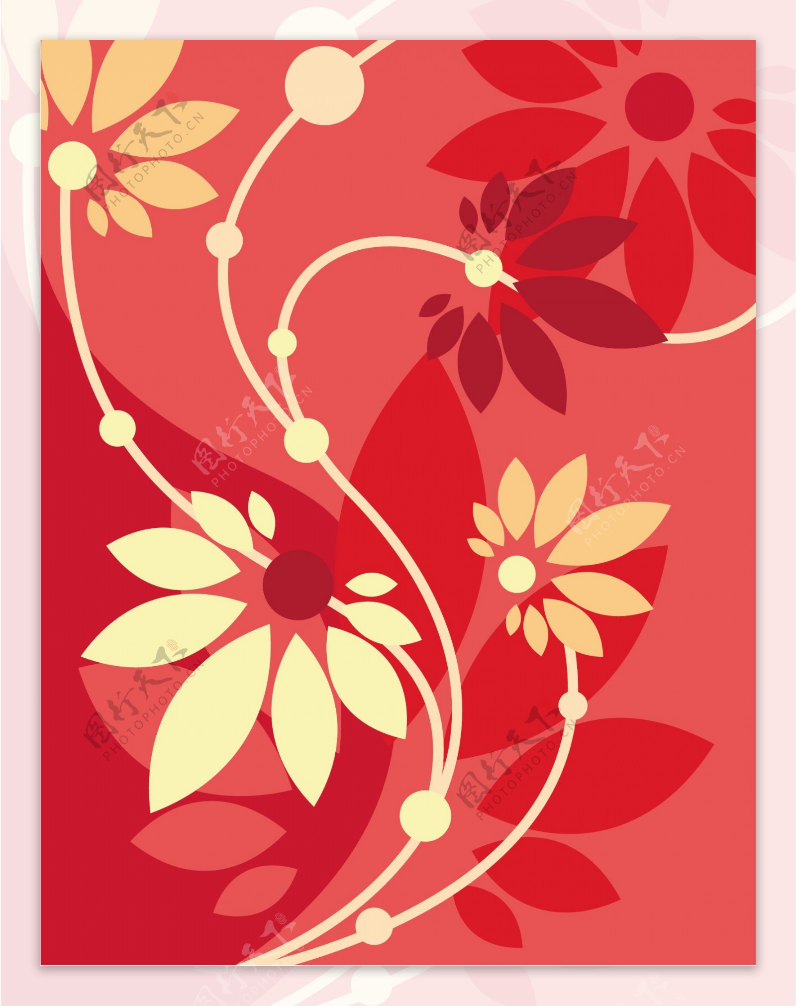 花卉花纹红色背景设计