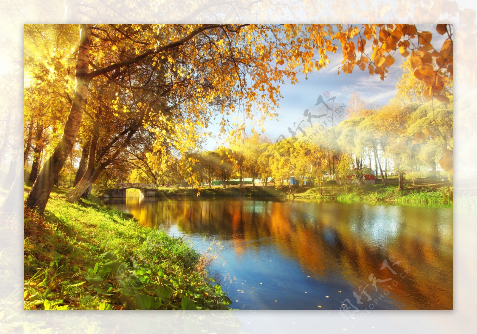 秋天的湖泊风景高清图片-千叶网