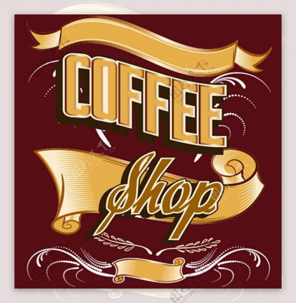 黄色咖啡店标牌背景图
