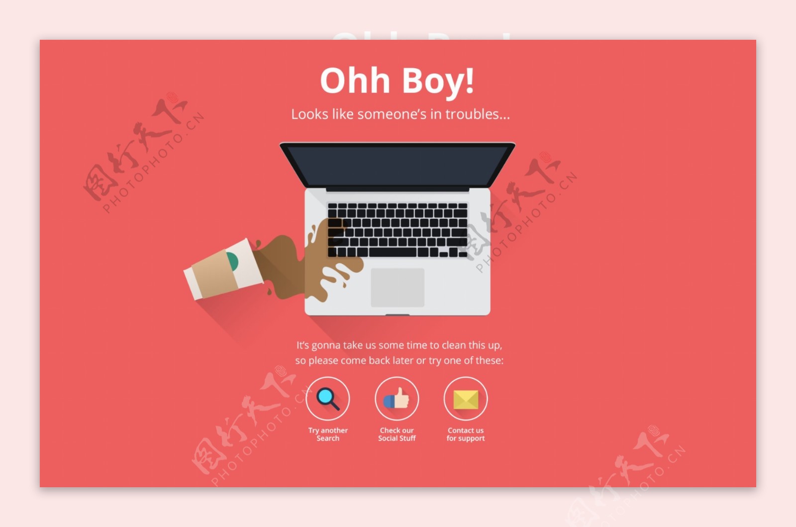 扁平欧美404页面设计