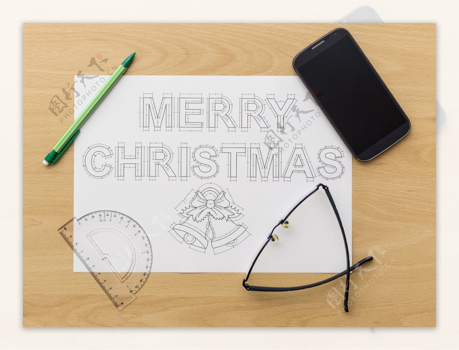 木板上的圣诞节设计图图片