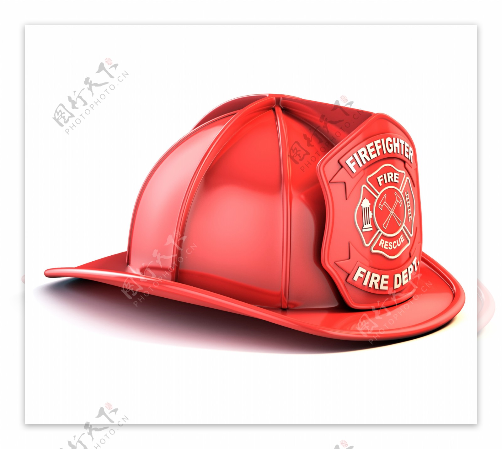红色消防帽图片