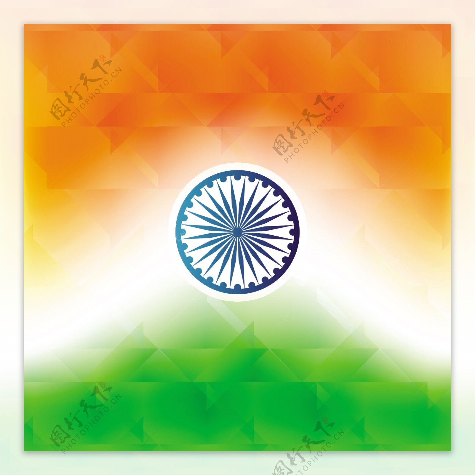 多边形闪亮印度国旗