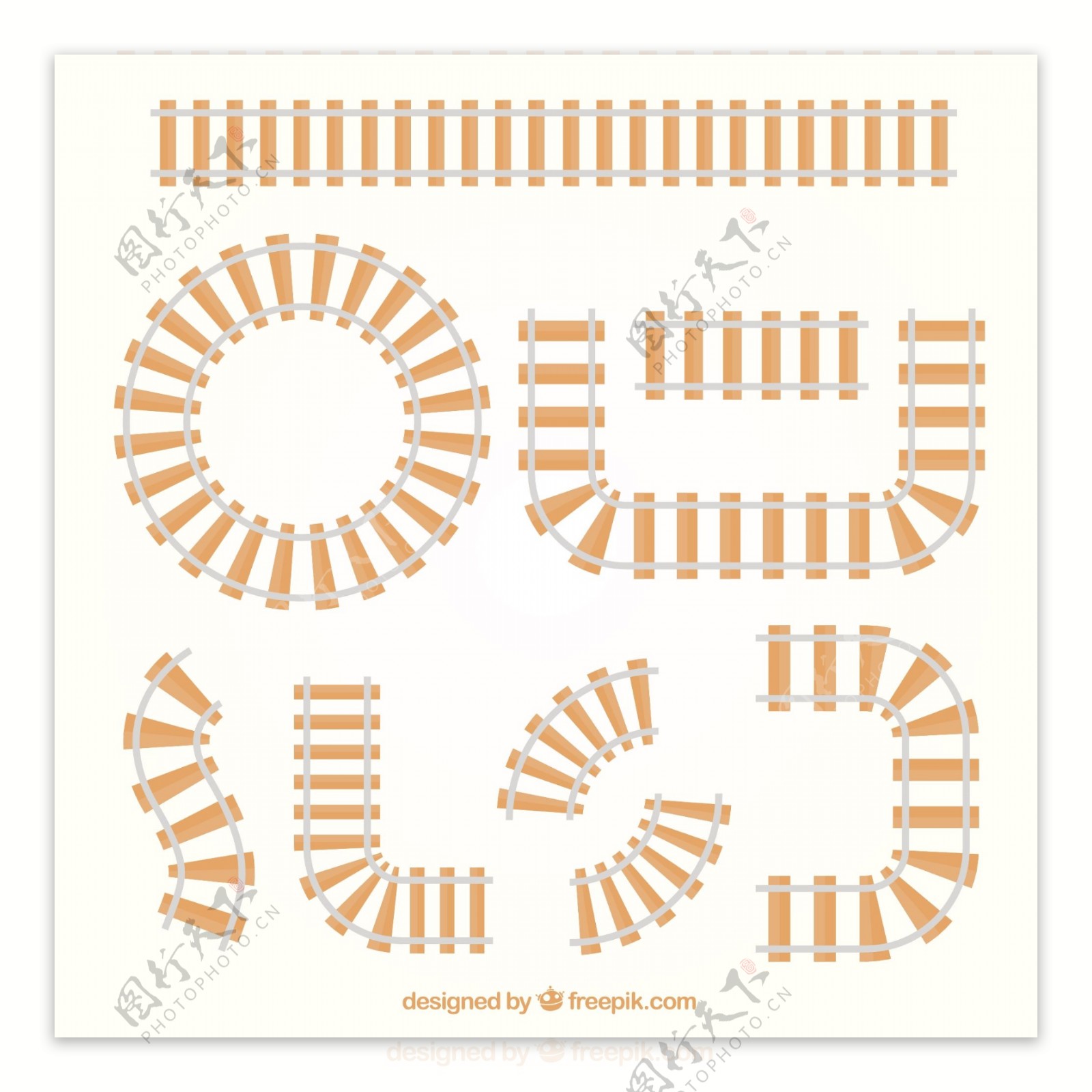 各种形状的铁路轨道插图