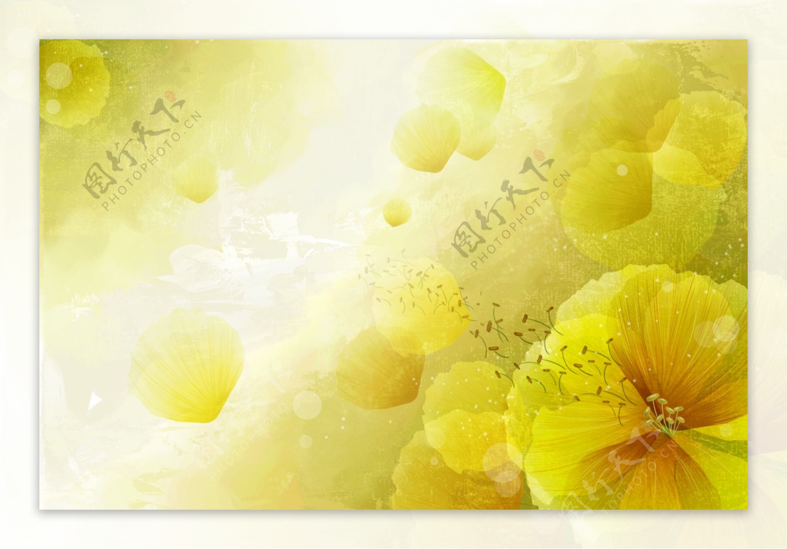 手绘黄色花朵背景墙