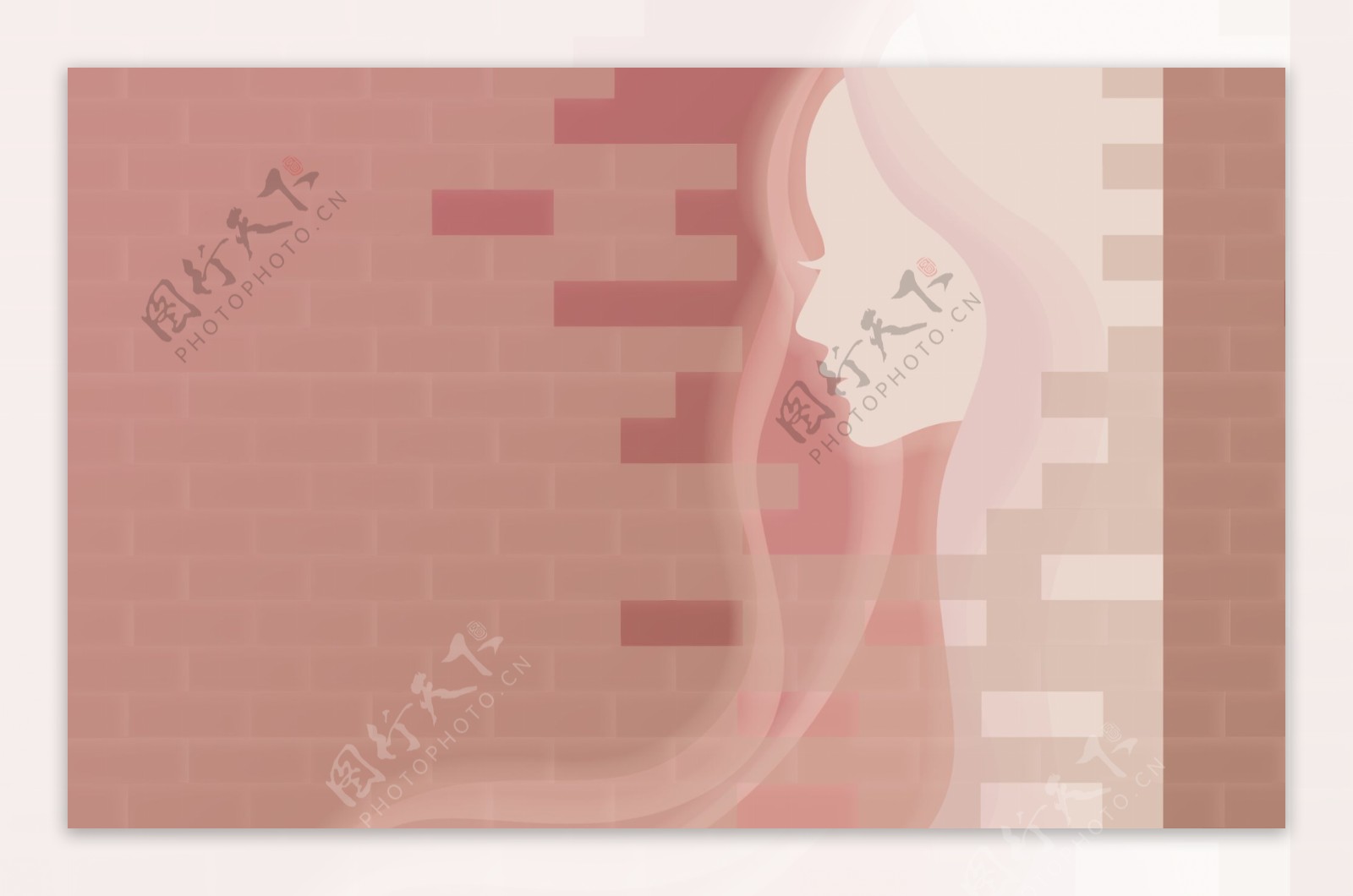 粉红少女红砖背景墙
