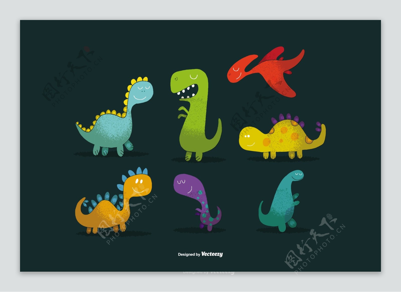 可爱手绘恐龙插图