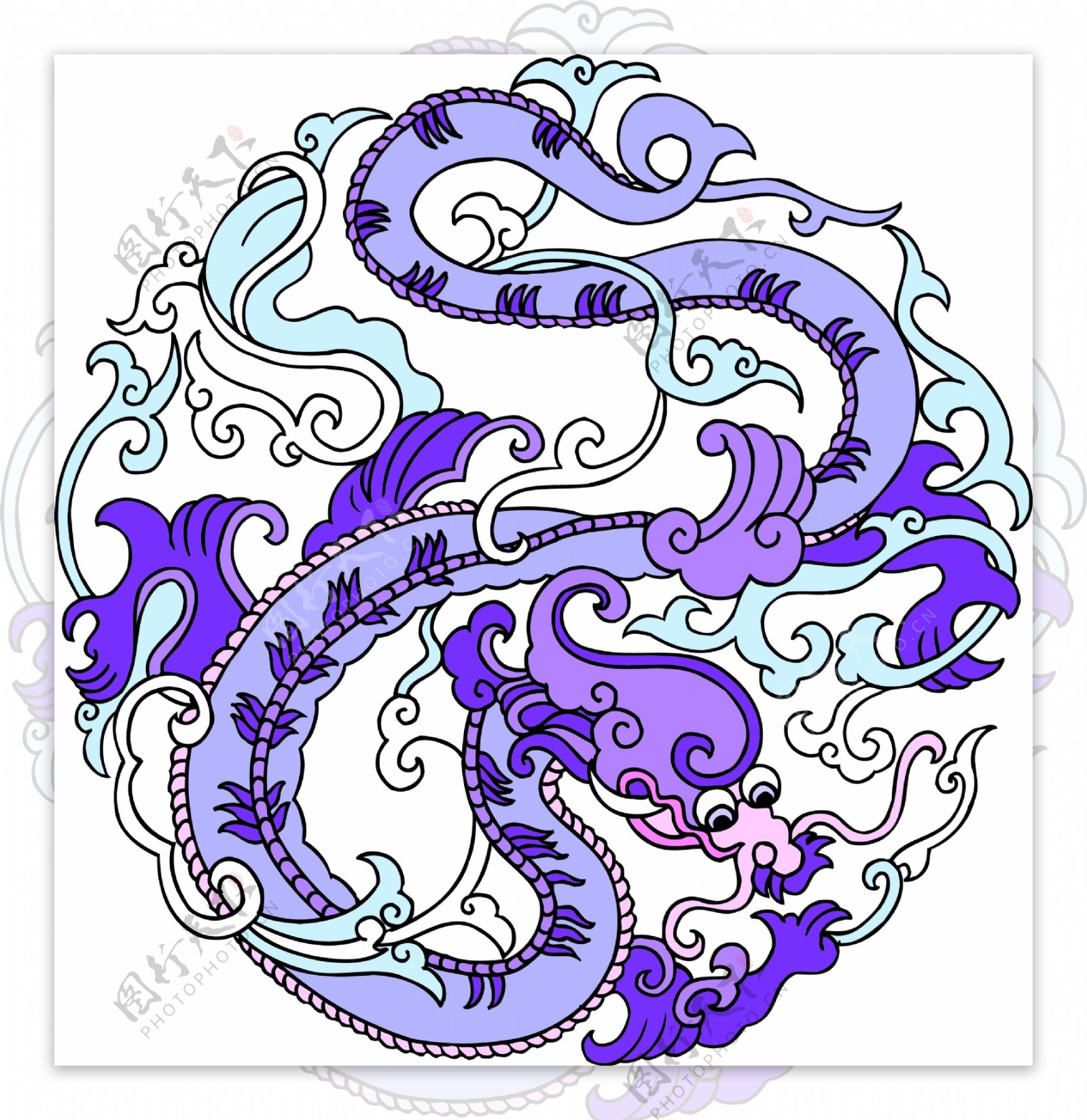 龙纹吉祥图案中国传统图案0060
