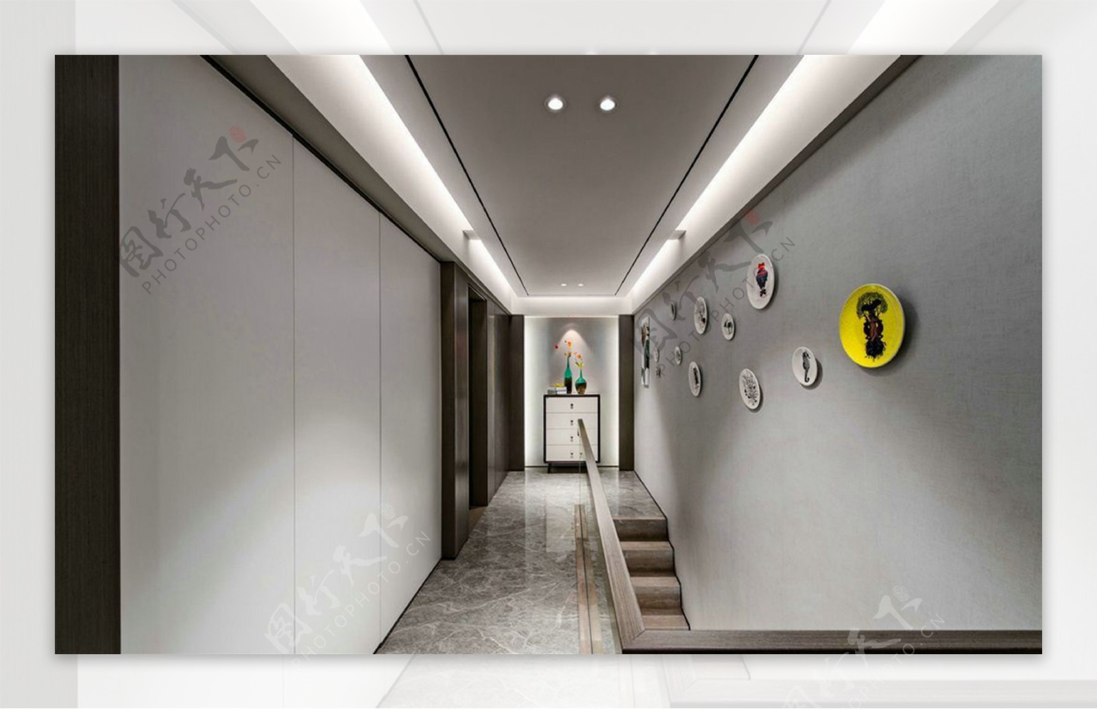 现代简约室内走廊背景墙设计图