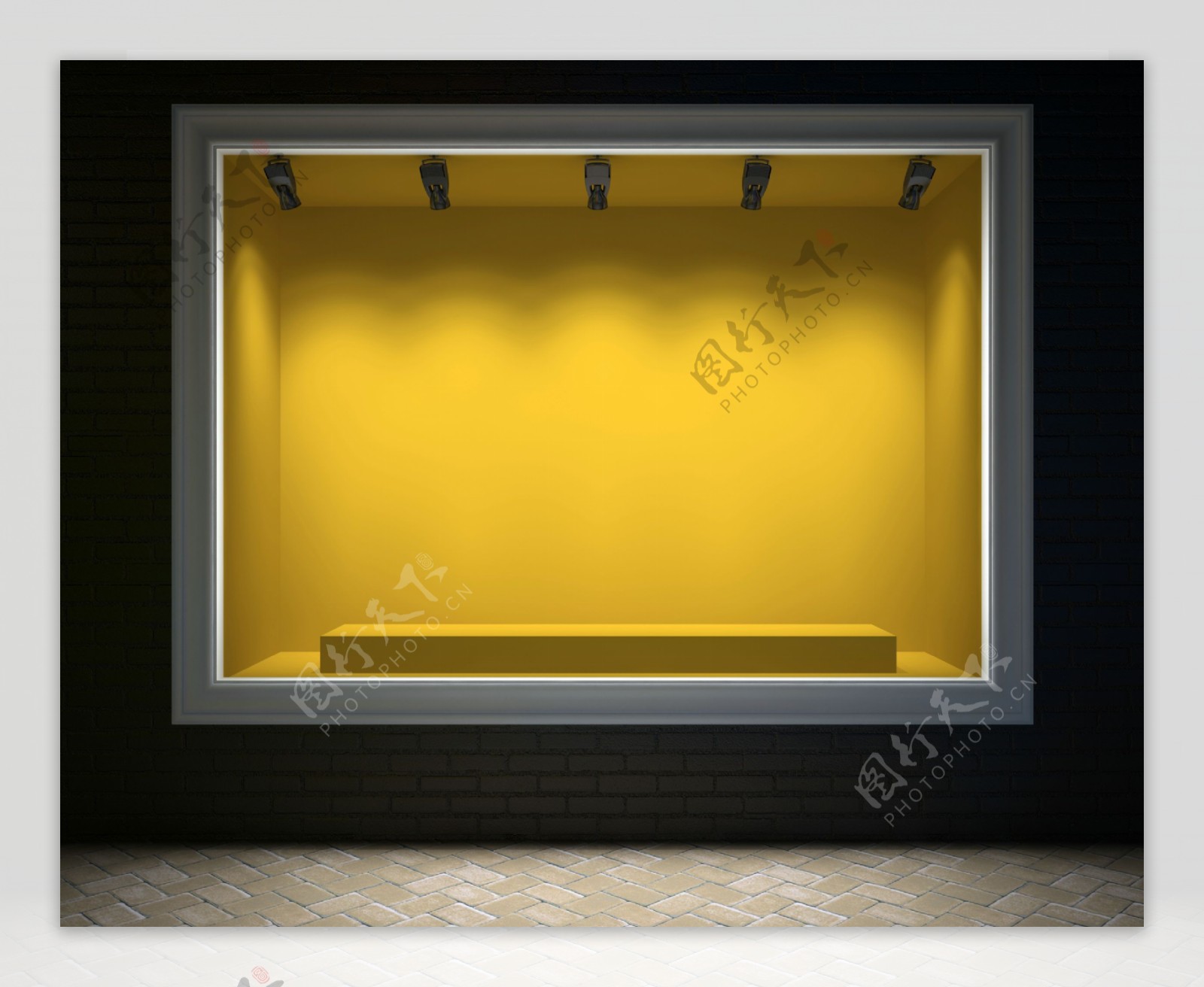 黄色灯光橱窗效果图图片