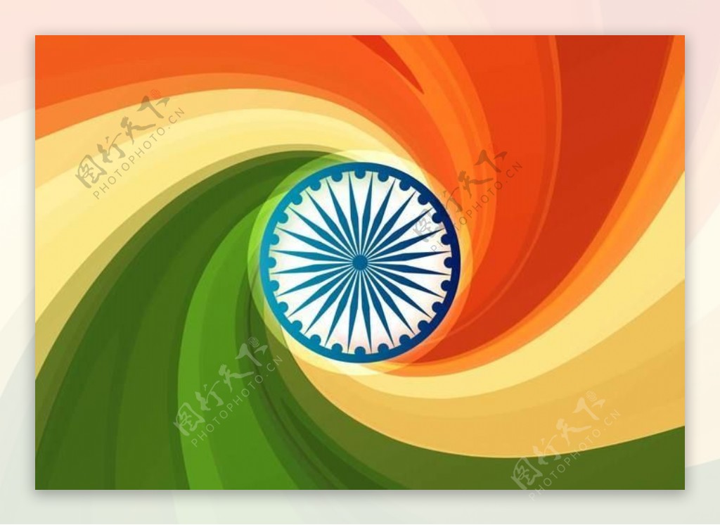 免费矢量印度国旗背景的旋涡