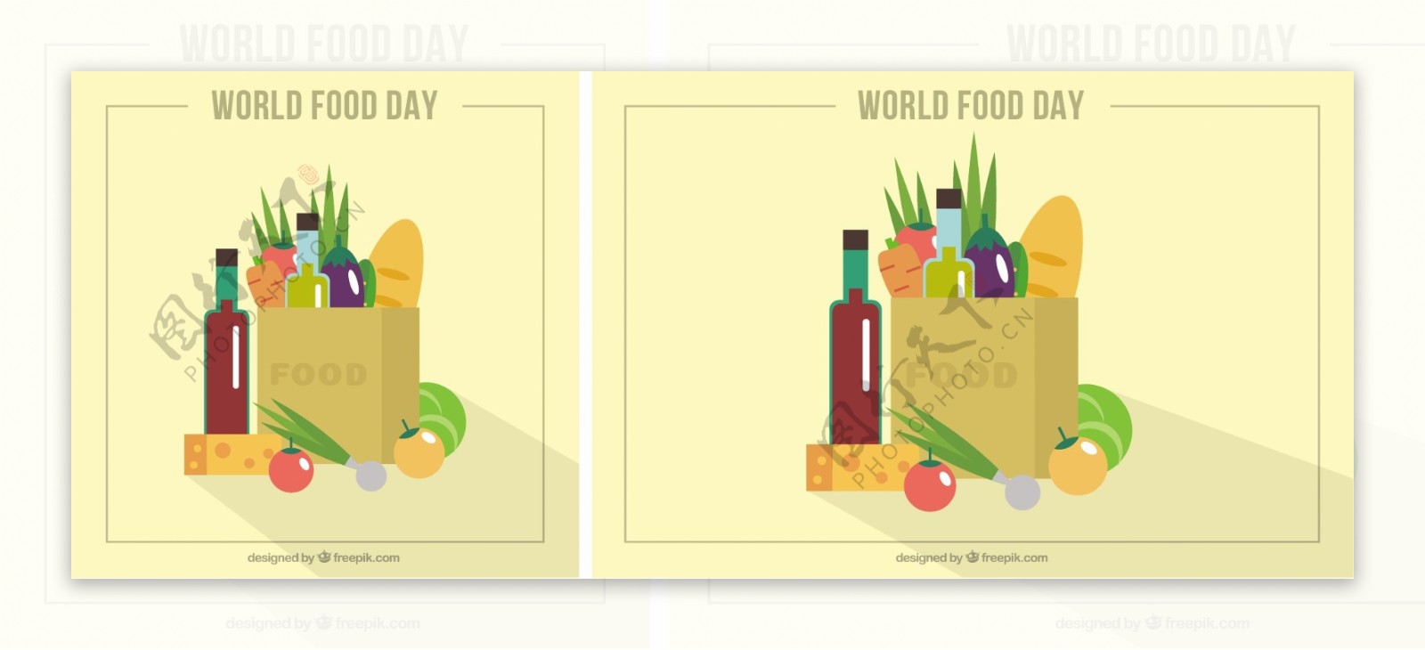 世界粮食日与购物袋的背景