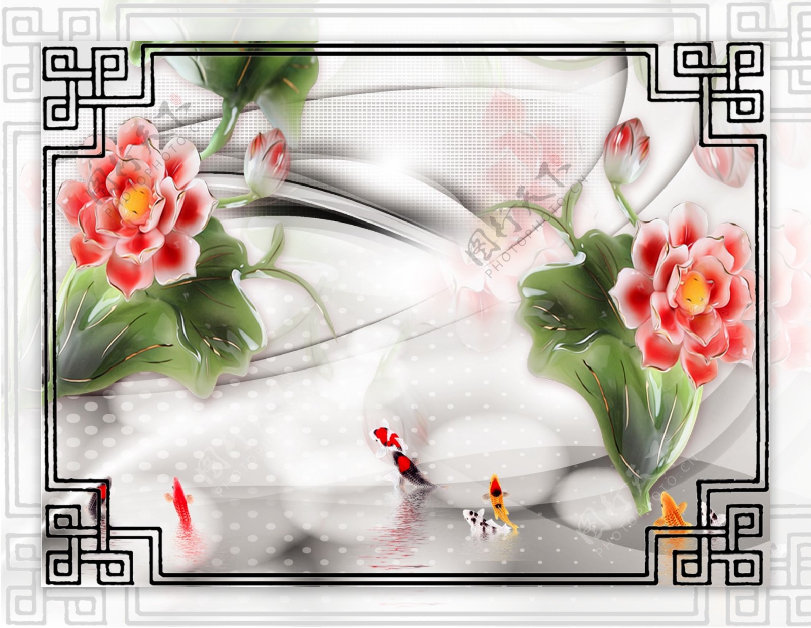中国风花朵背景墙