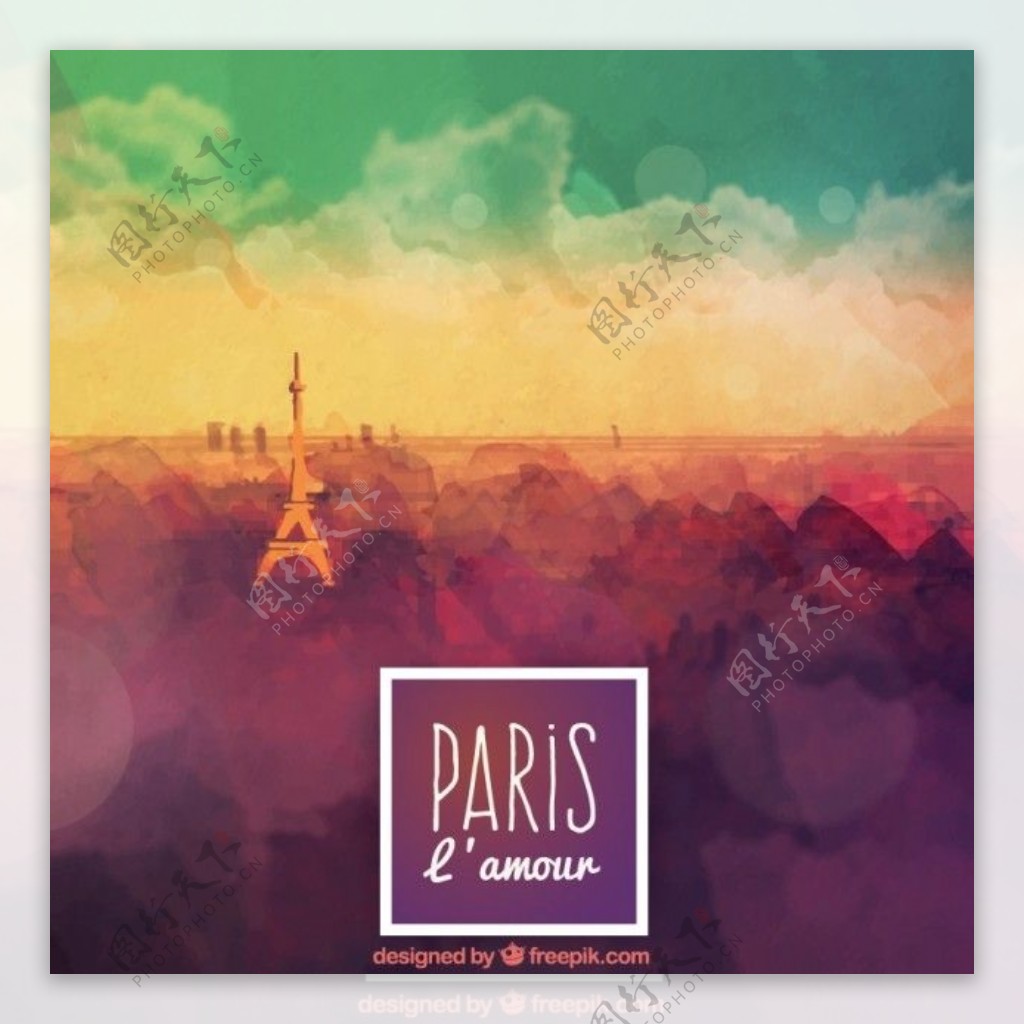 水彩画的巴黎背景