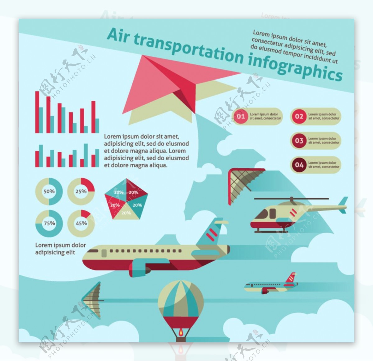 创意航空运输商务信息图