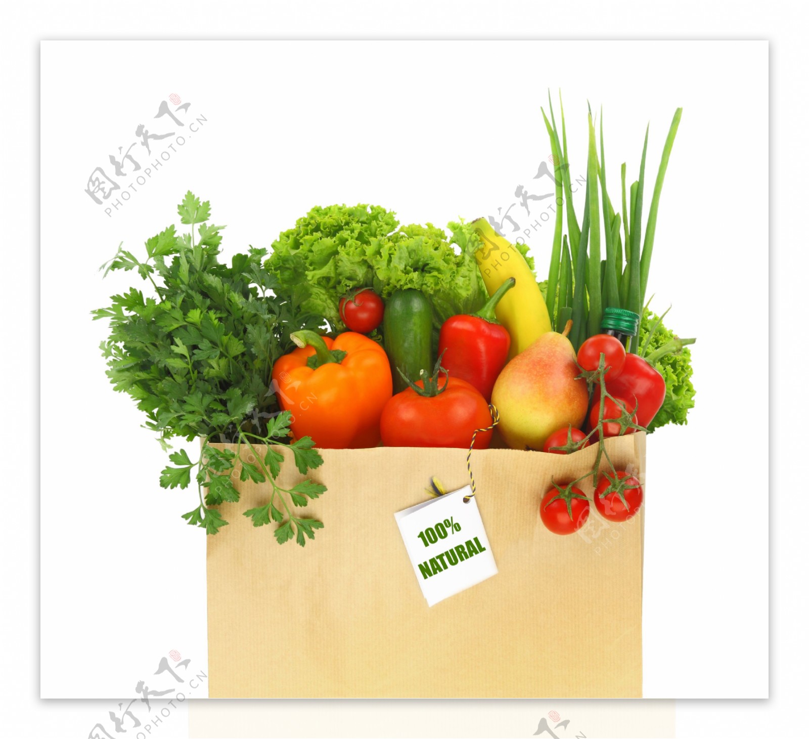 装满蔬菜水果的纸袋图片