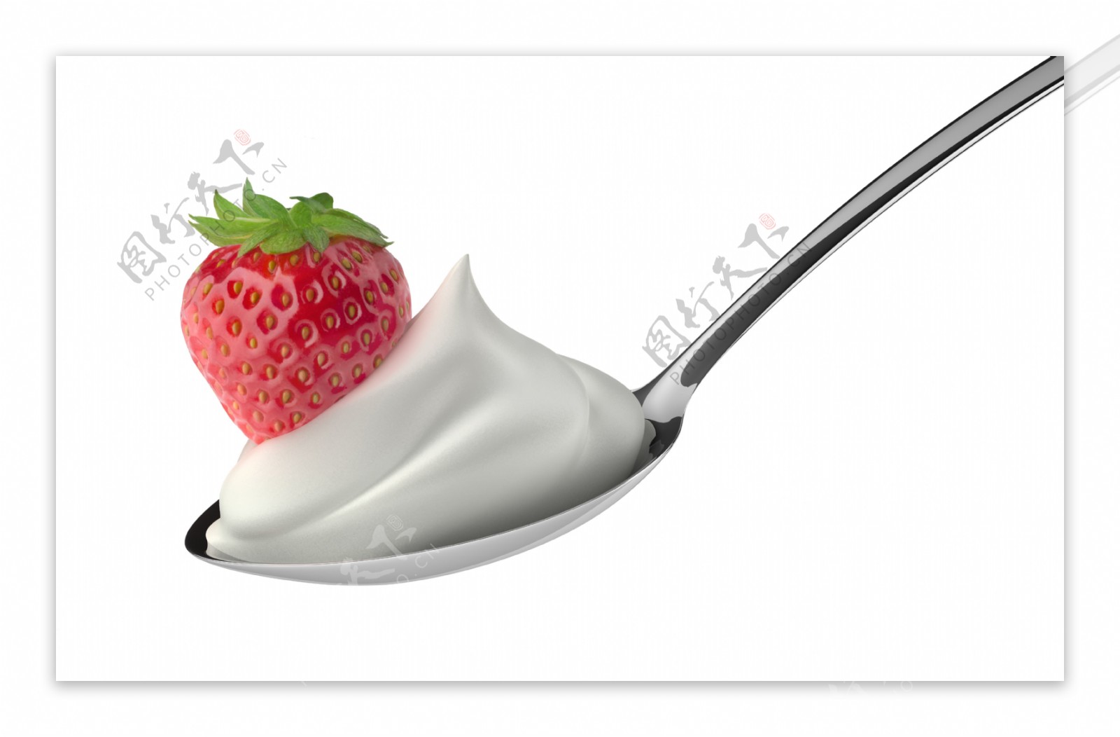 勺子里的草莓奶昔图片