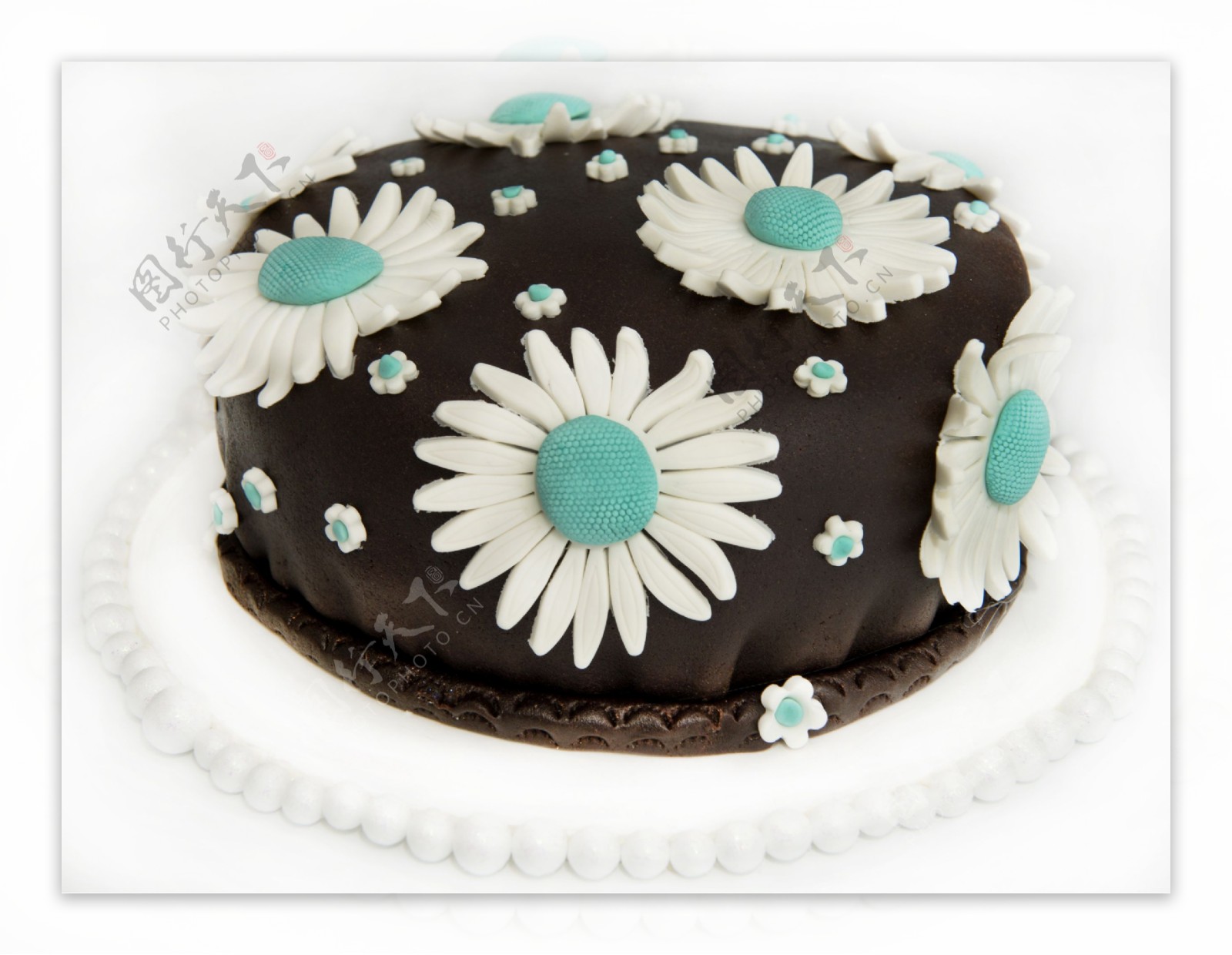 黑白色翻糖生日蛋糕图片