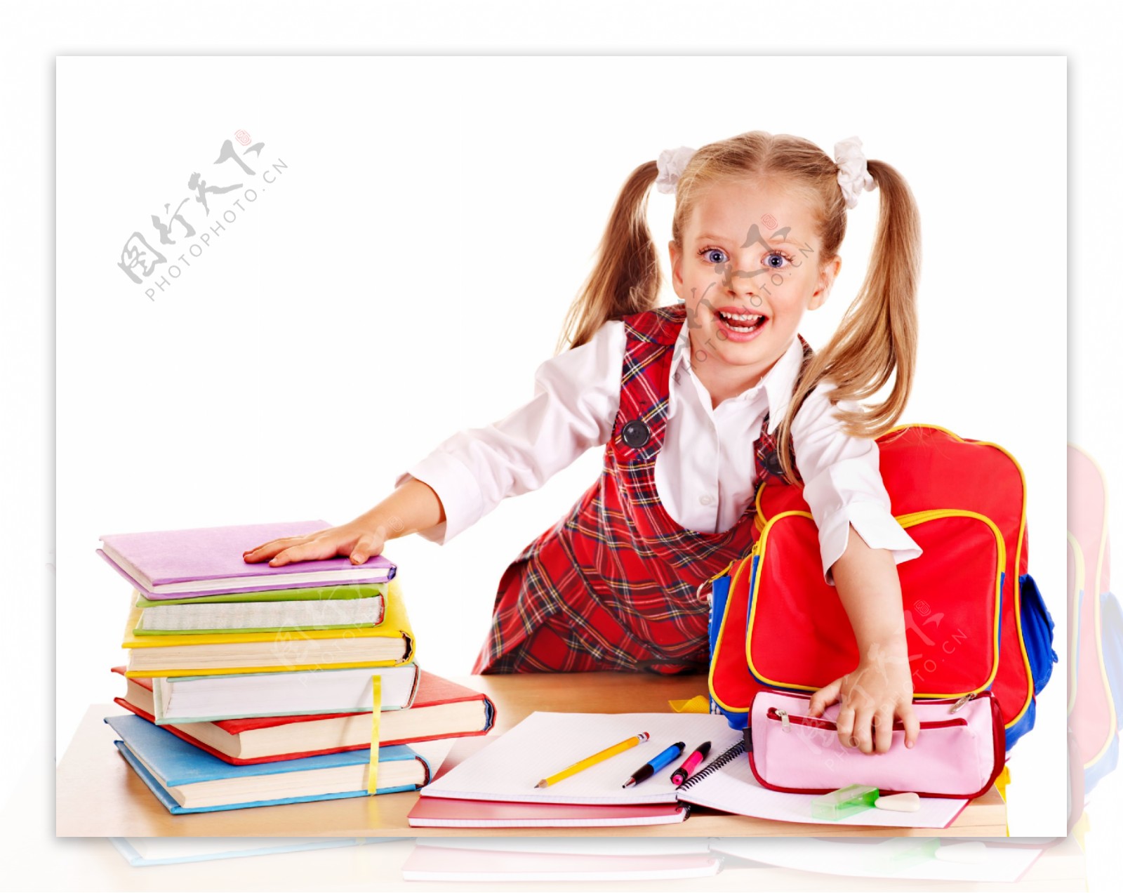 书本书包女孩背景图片