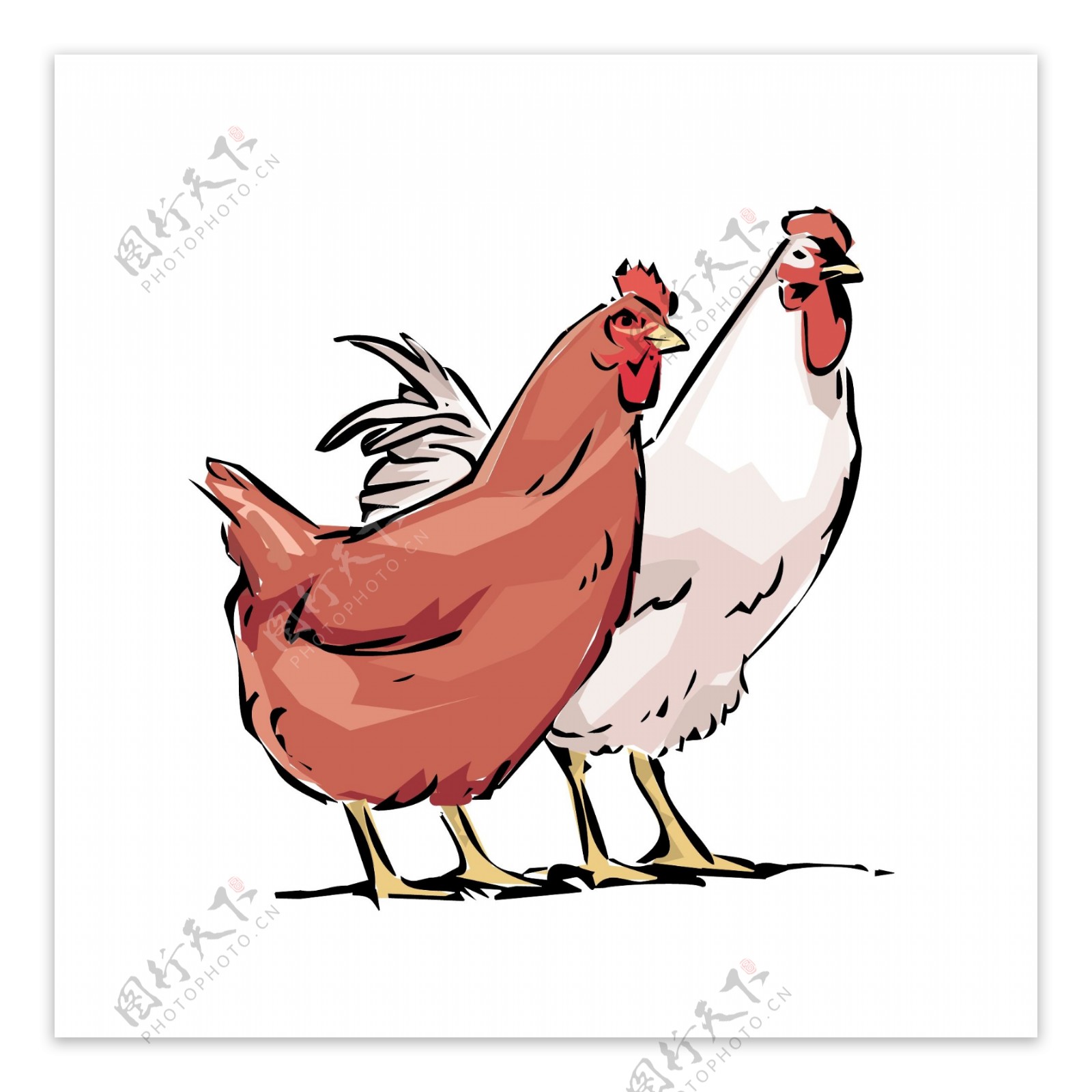 卡通矢量母鸡素材设计