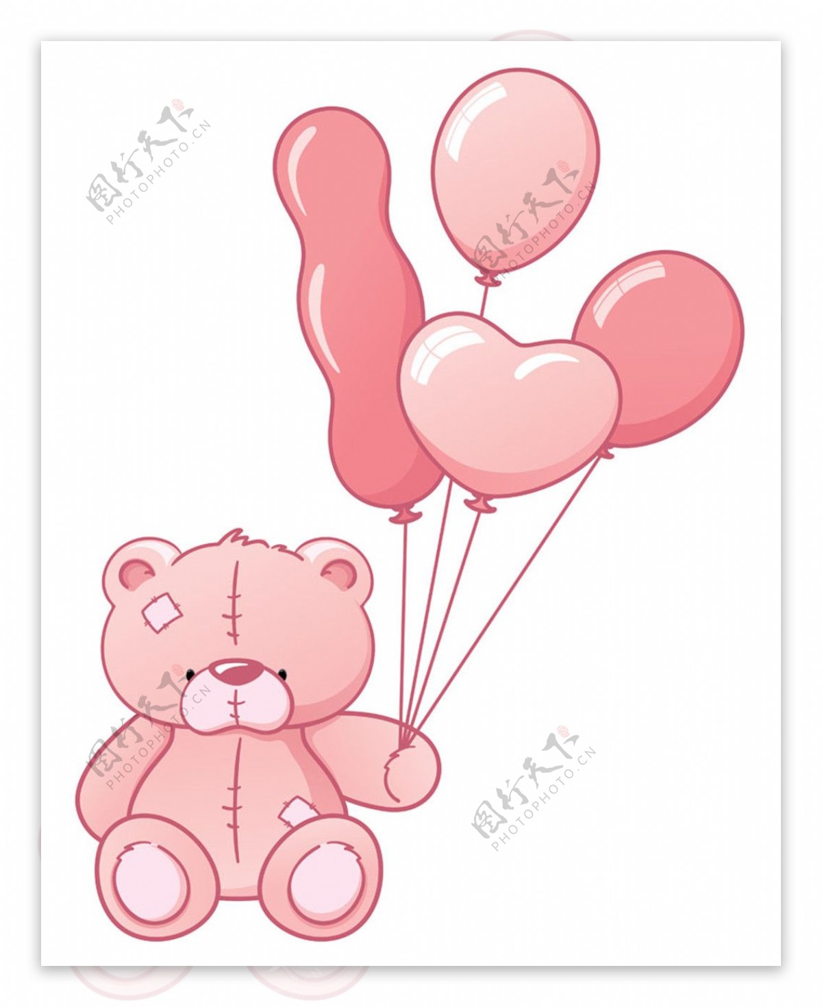 拿粉色气球小熊图片