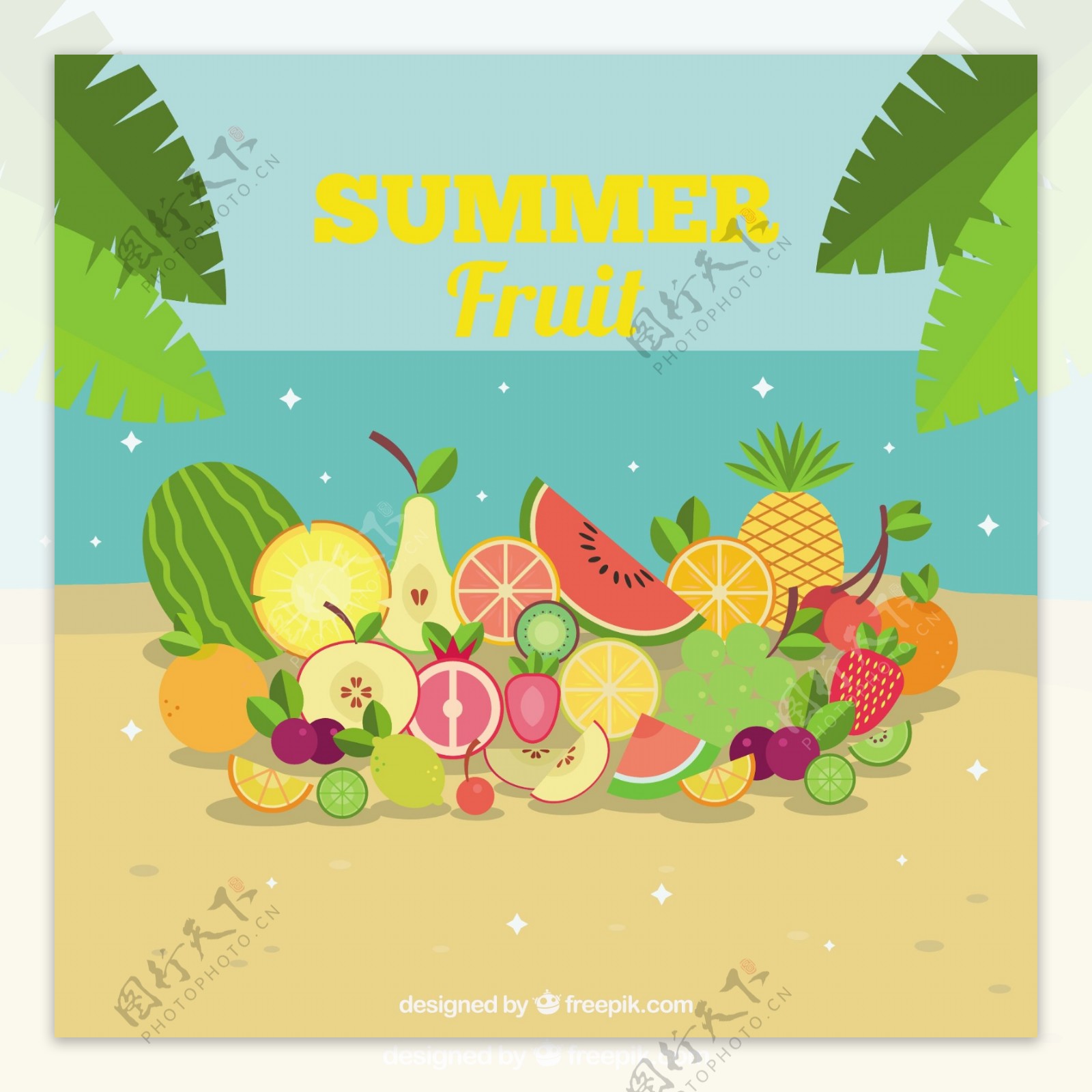 夏天的背景水果