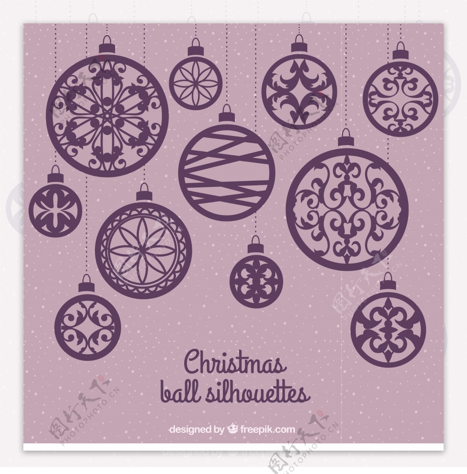 Purplechristmasballssilhouettes