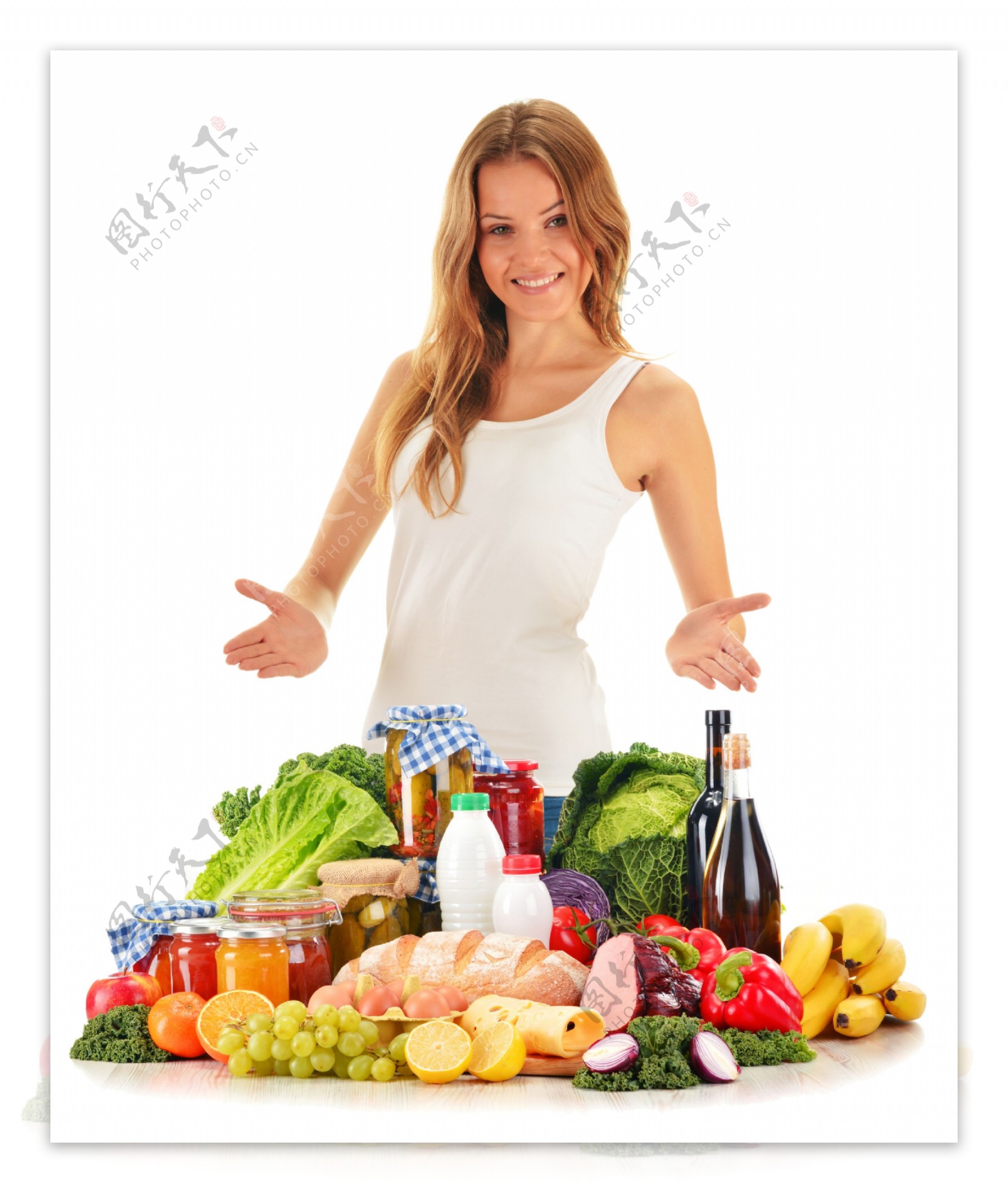 展示水果蔬菜的美女高清图片素材-编号27390619-图行天下