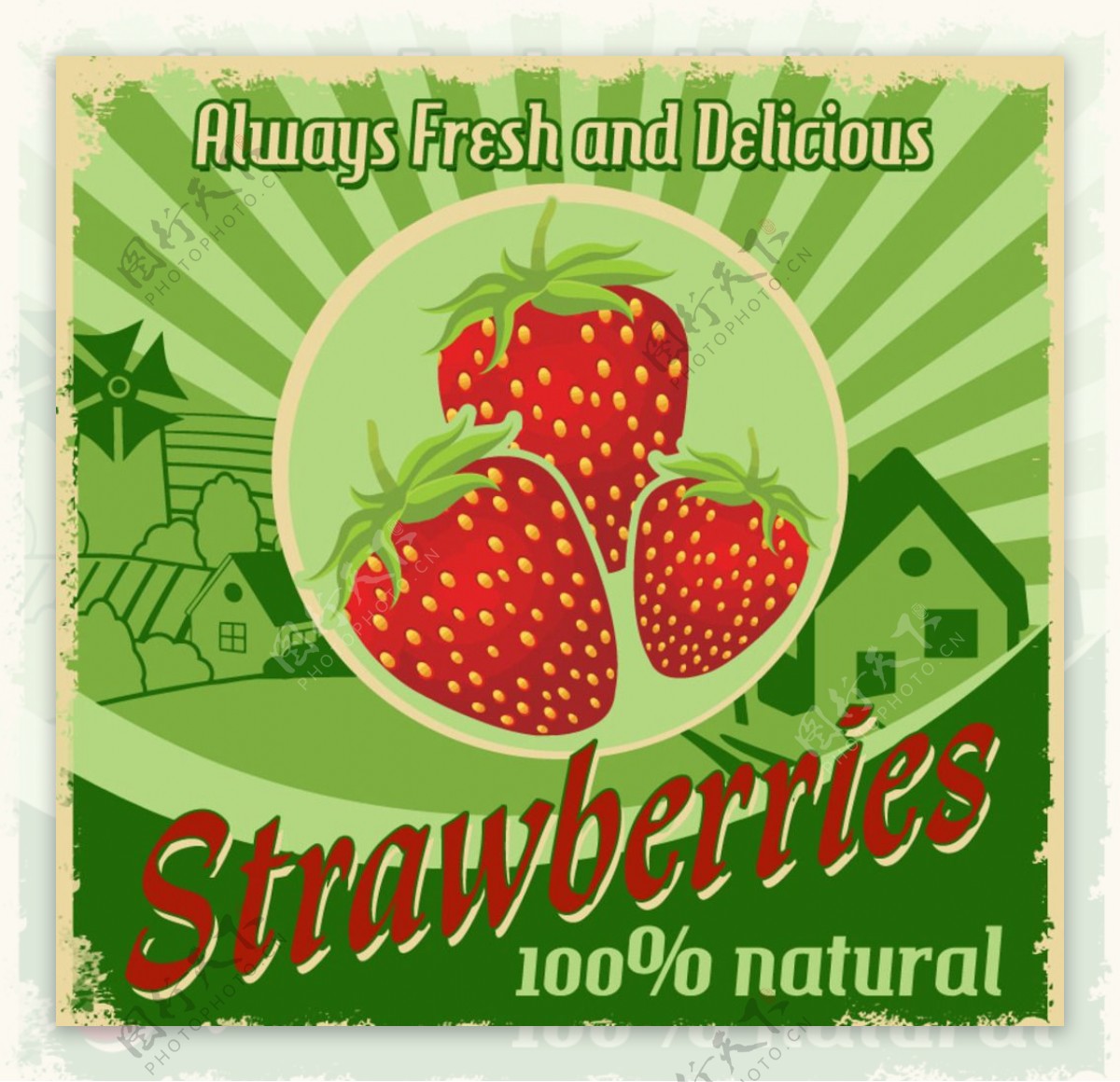 复古草莓海报