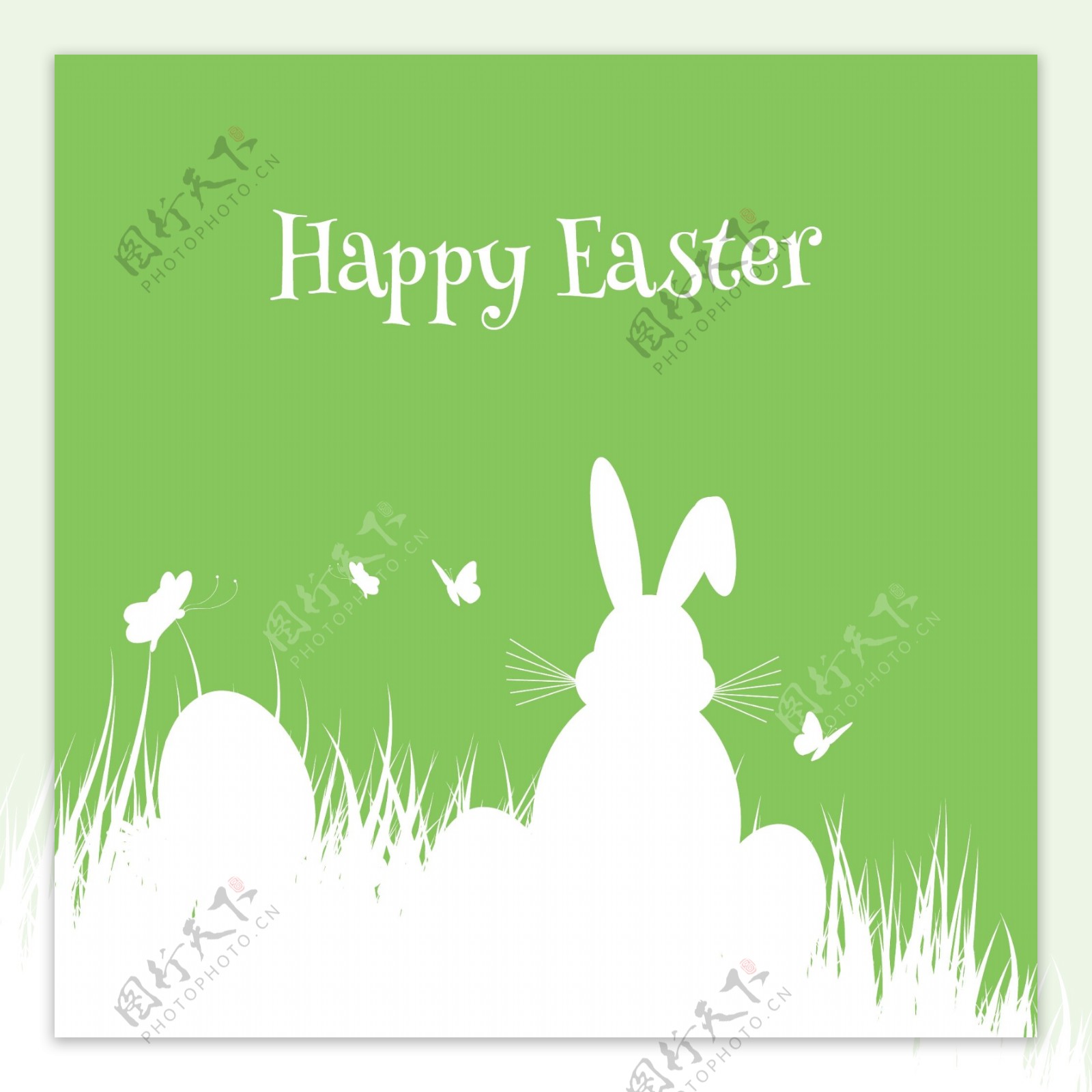 复活节背景与复活节兔子和蛋的剪影