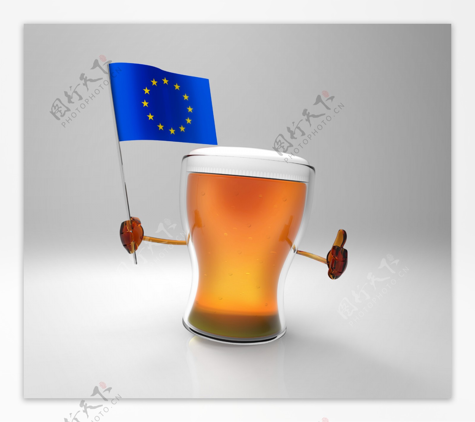 欧洲联盟国旗与啤酒图片