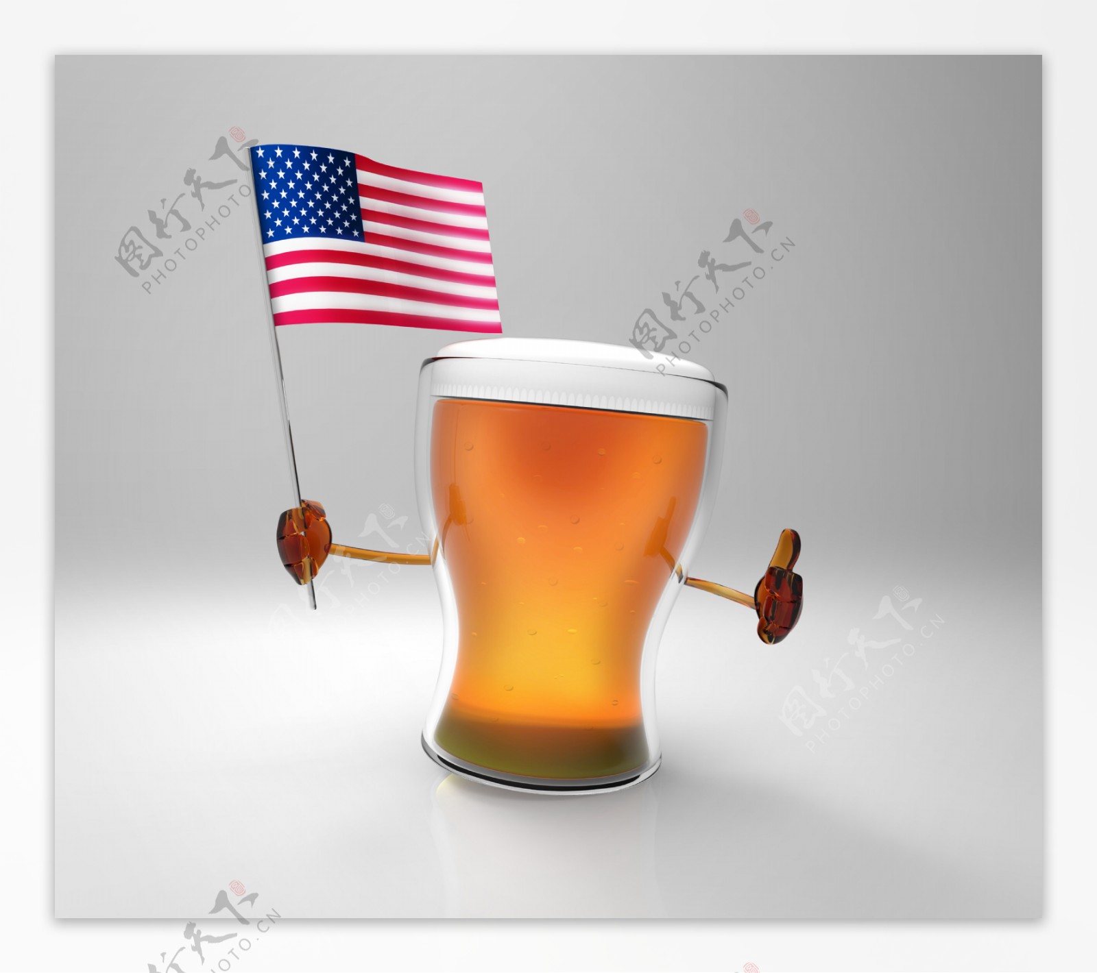 美国国旗与啤酒图片