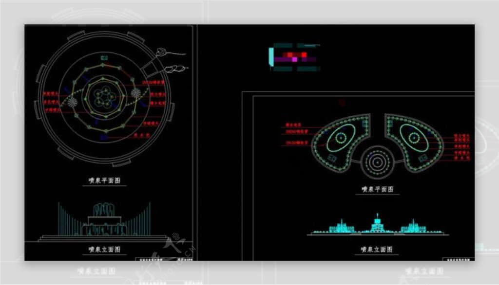 喷泉设计CAD景观图纸