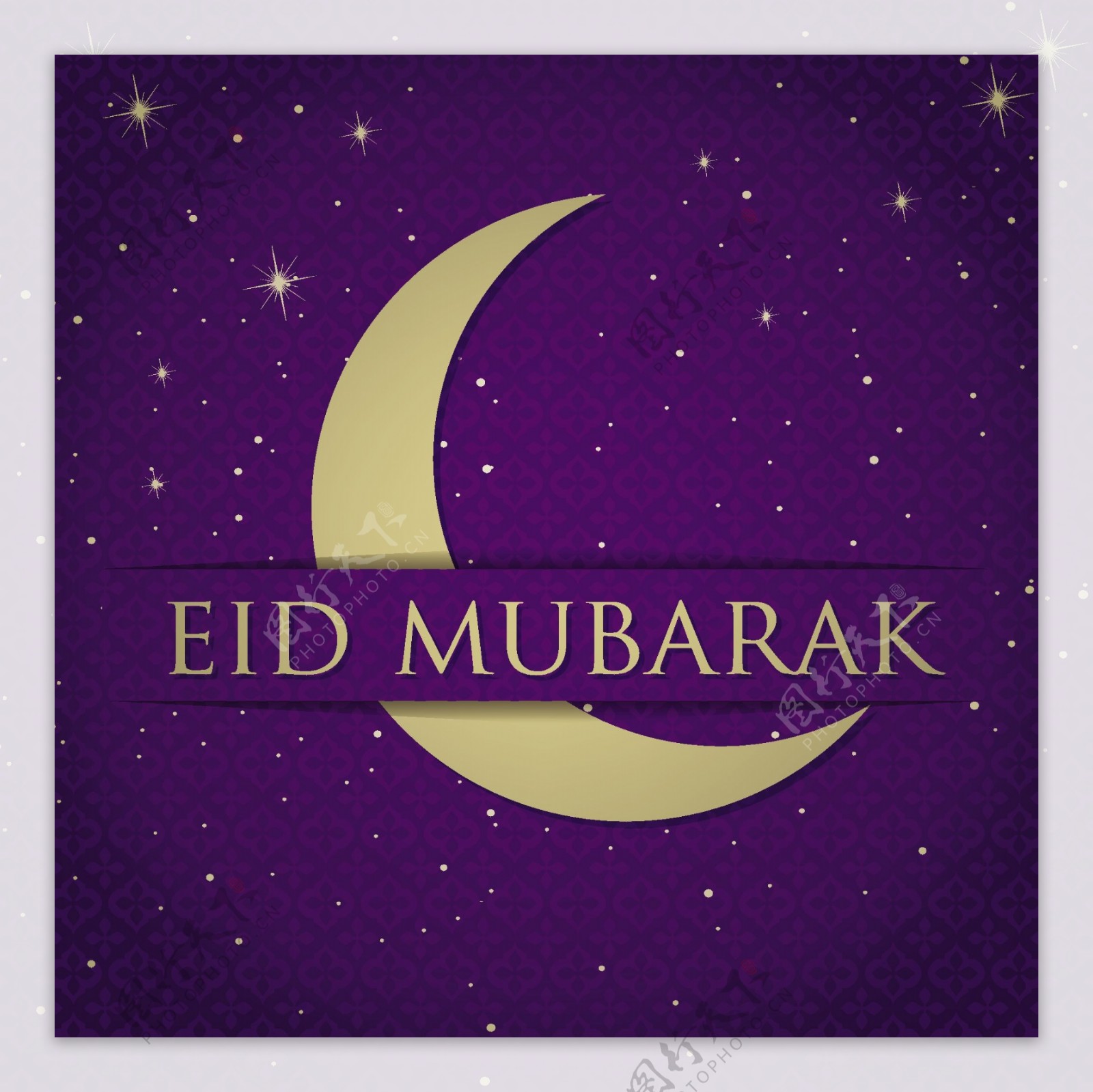 金新月开斋节Eid穆巴拉克祝福矢量格式的卡