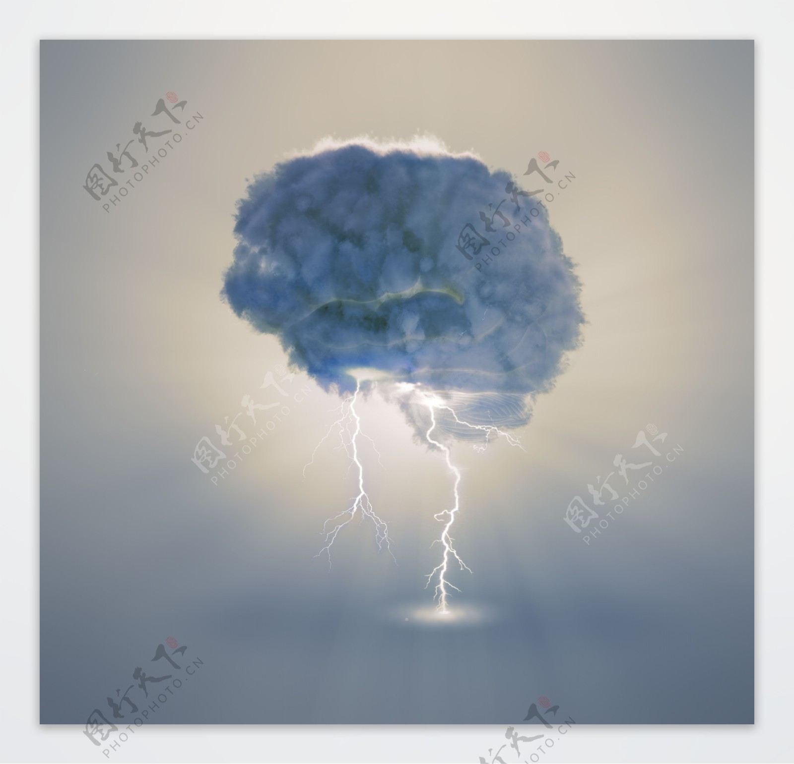 乌云闪电大脑图片