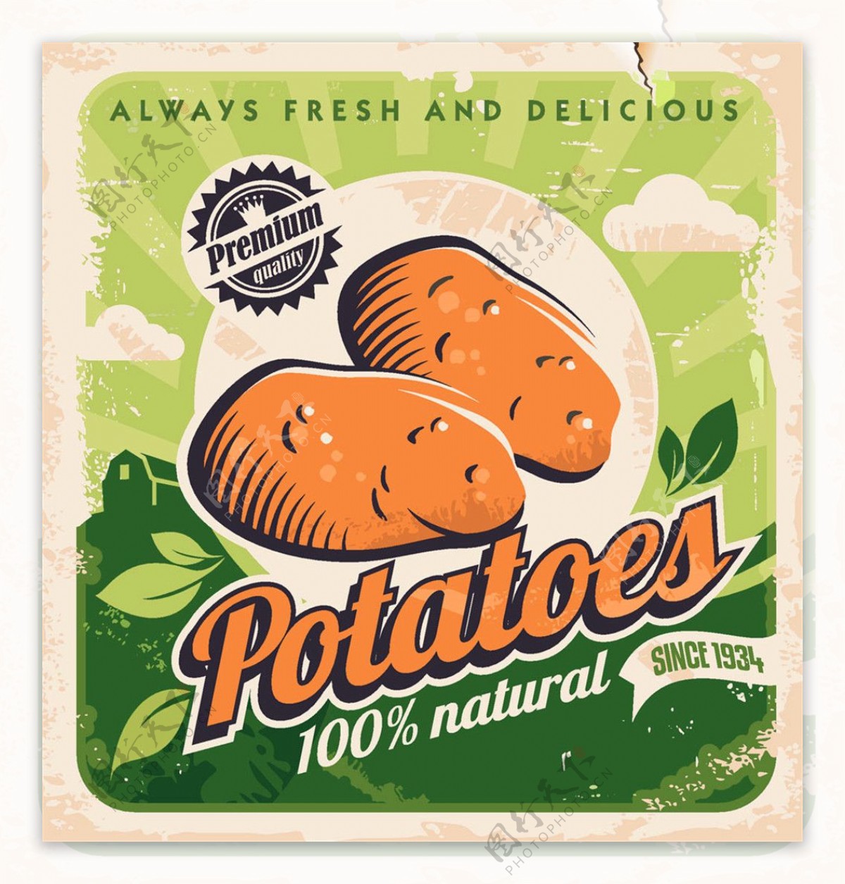 复古土豆标签设计图片