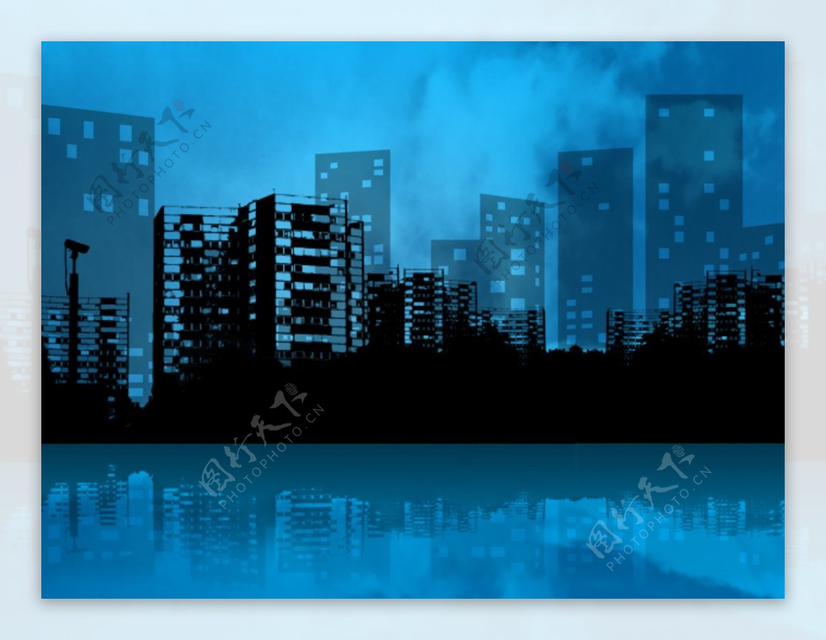 蓝色城市主题壁纸