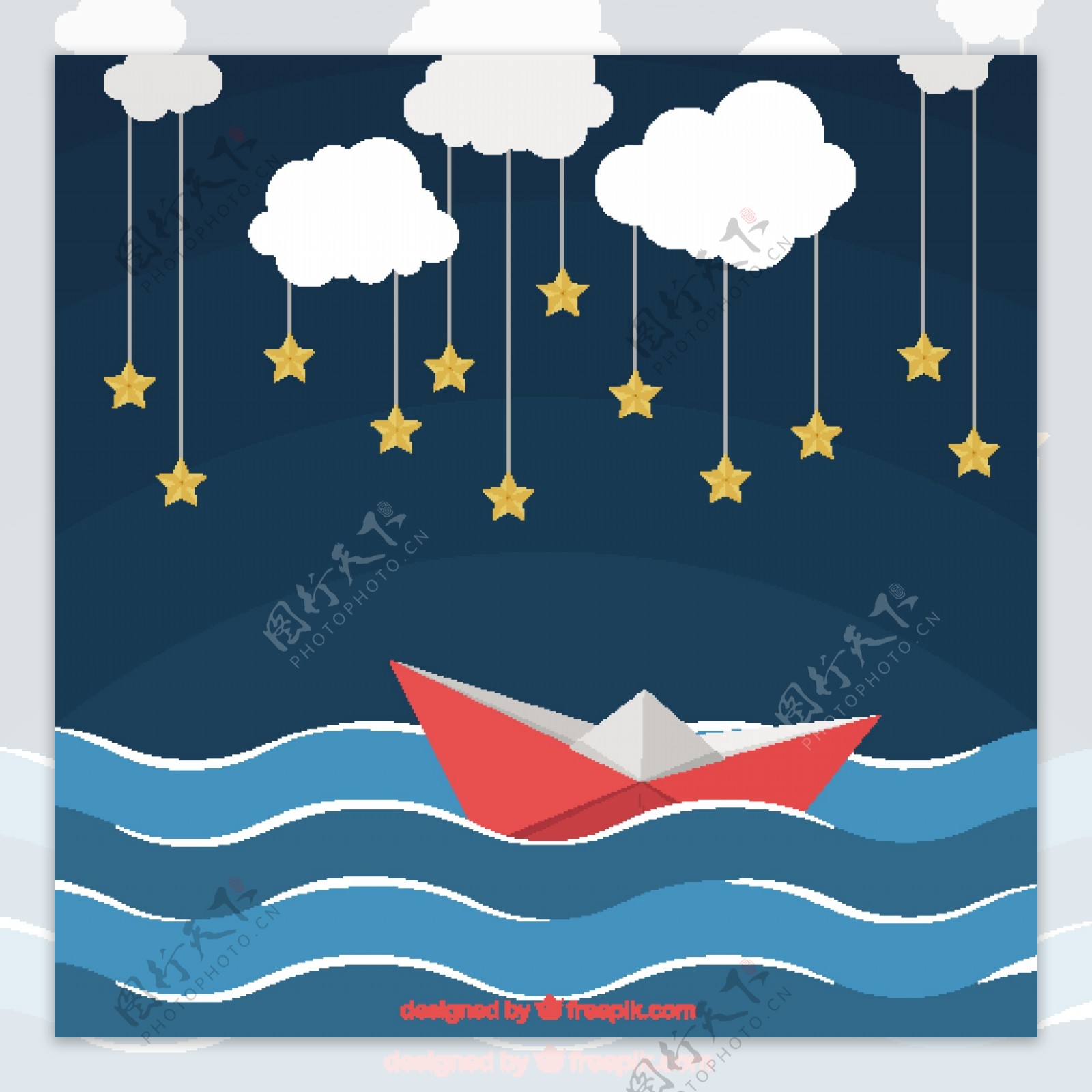 纸船和星星云的奇妙背景