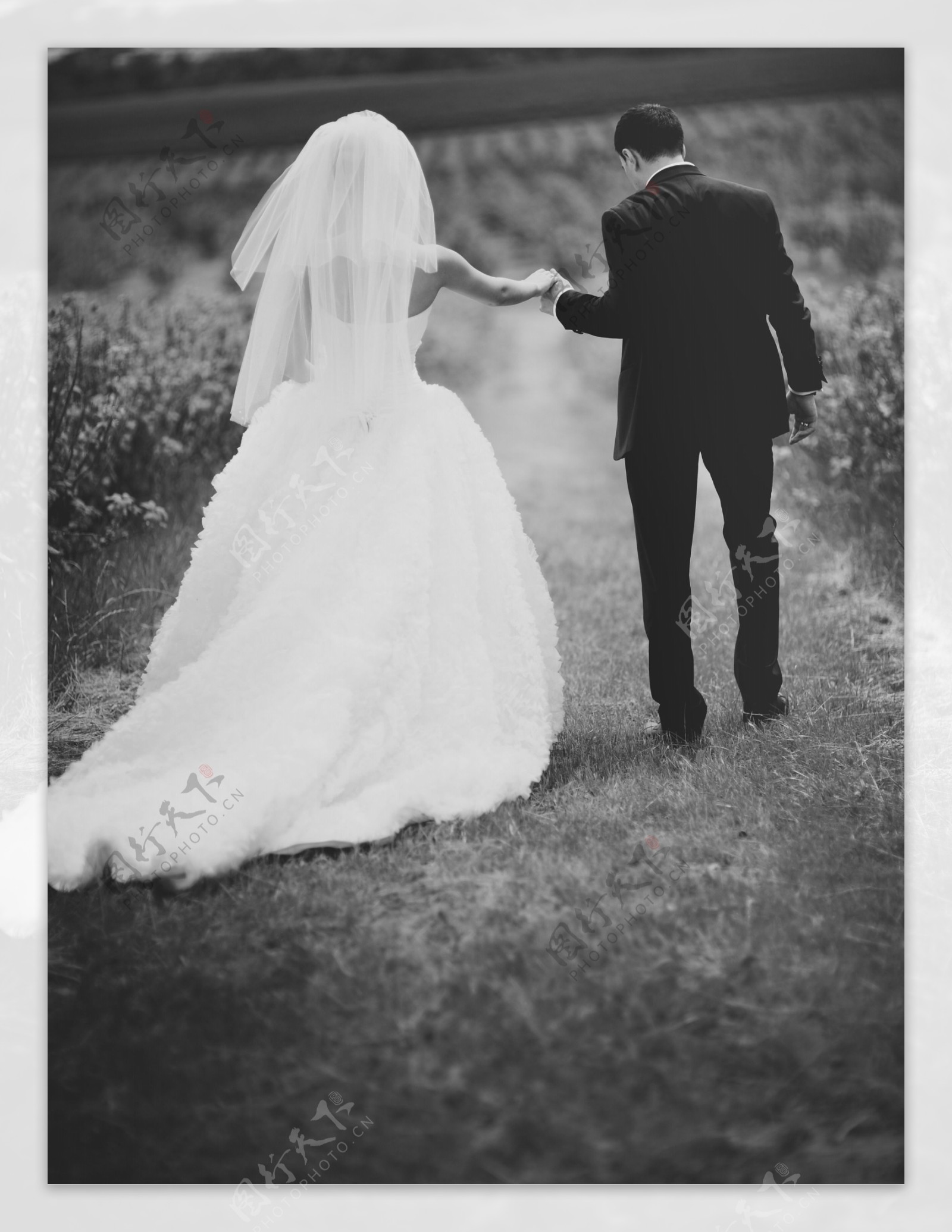 黑白婚纱照图片