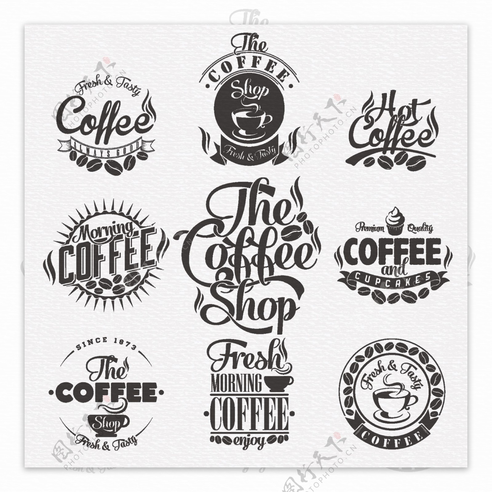 一组咖啡设计图标