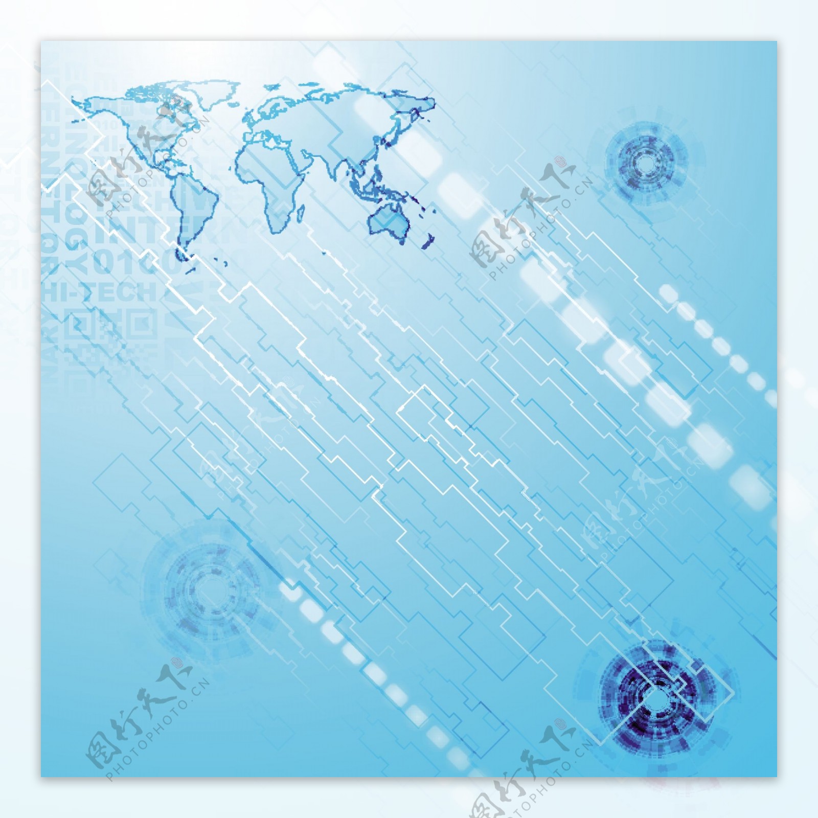 地图与科技背景矢量素材下载