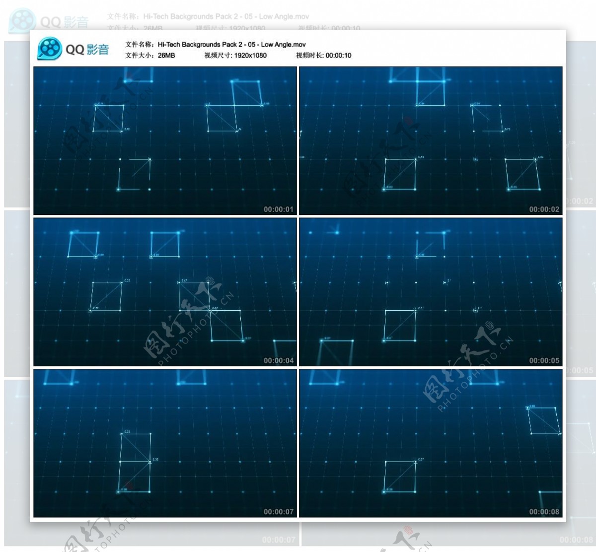 高科技主题线条线框背景视频低角度版05