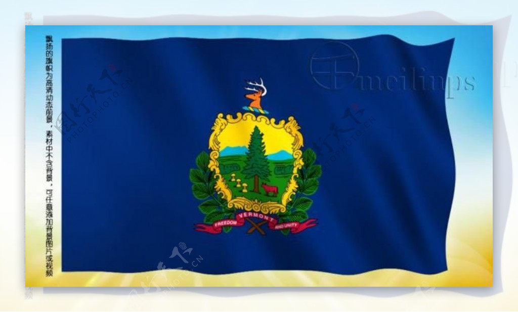 动态前景旗帜飘扬266佛蒙特州