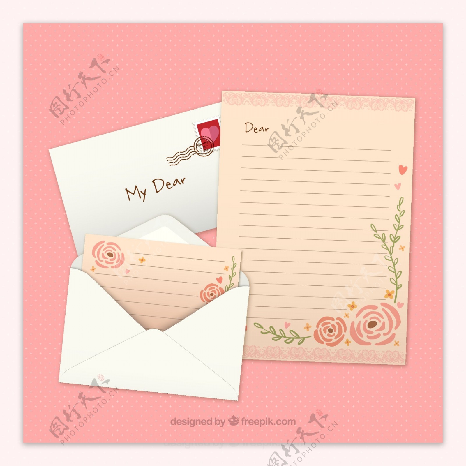 情人节信封和信纸图片